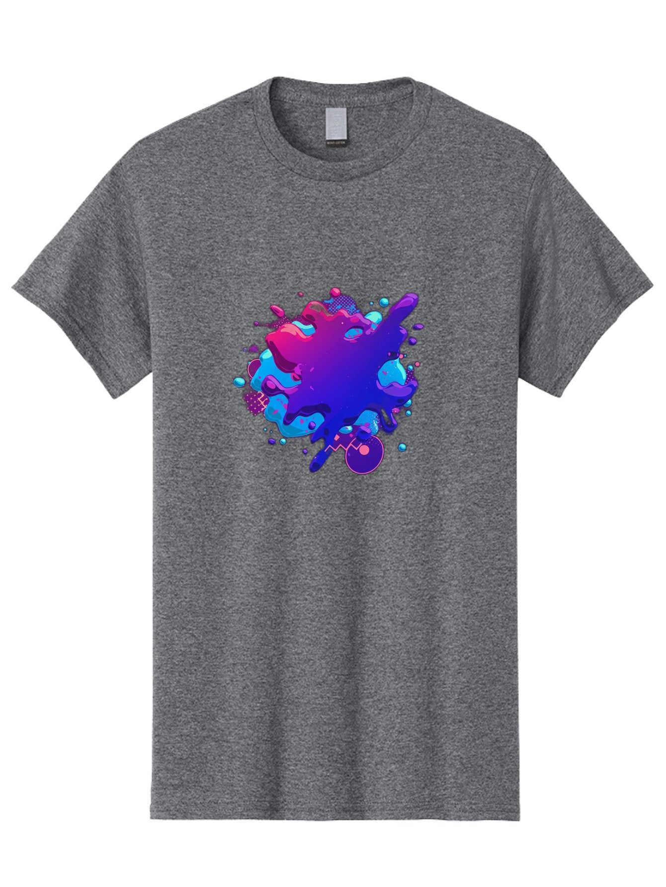 Liquid-Splash Men'S Graphic Tee, 100% Cotton, Comfortable Casual Summer Wear, Machine Washable, Purple Paint Splash, Vibrant Colors, Abstract Design, Fluid Art, Dynamic Shapes, Creative Expression, Colorful Splatter, Artistic Splash Baa923