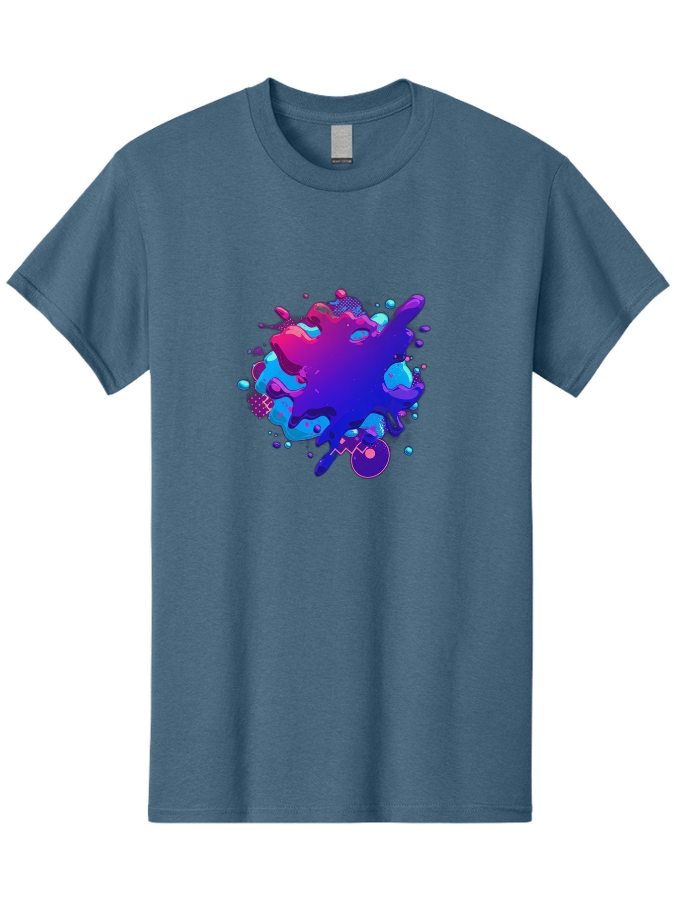 Liquid-Splash Men'S Graphic Tee, 100% Cotton, Comfortable Casual Summer Wear, Machine Washable, Purple Paint Splash, Vibrant Colors, Abstract Design, Fluid Art, Dynamic Shapes, Creative Expression, Colorful Splatter, Artistic Splash Baa923 9