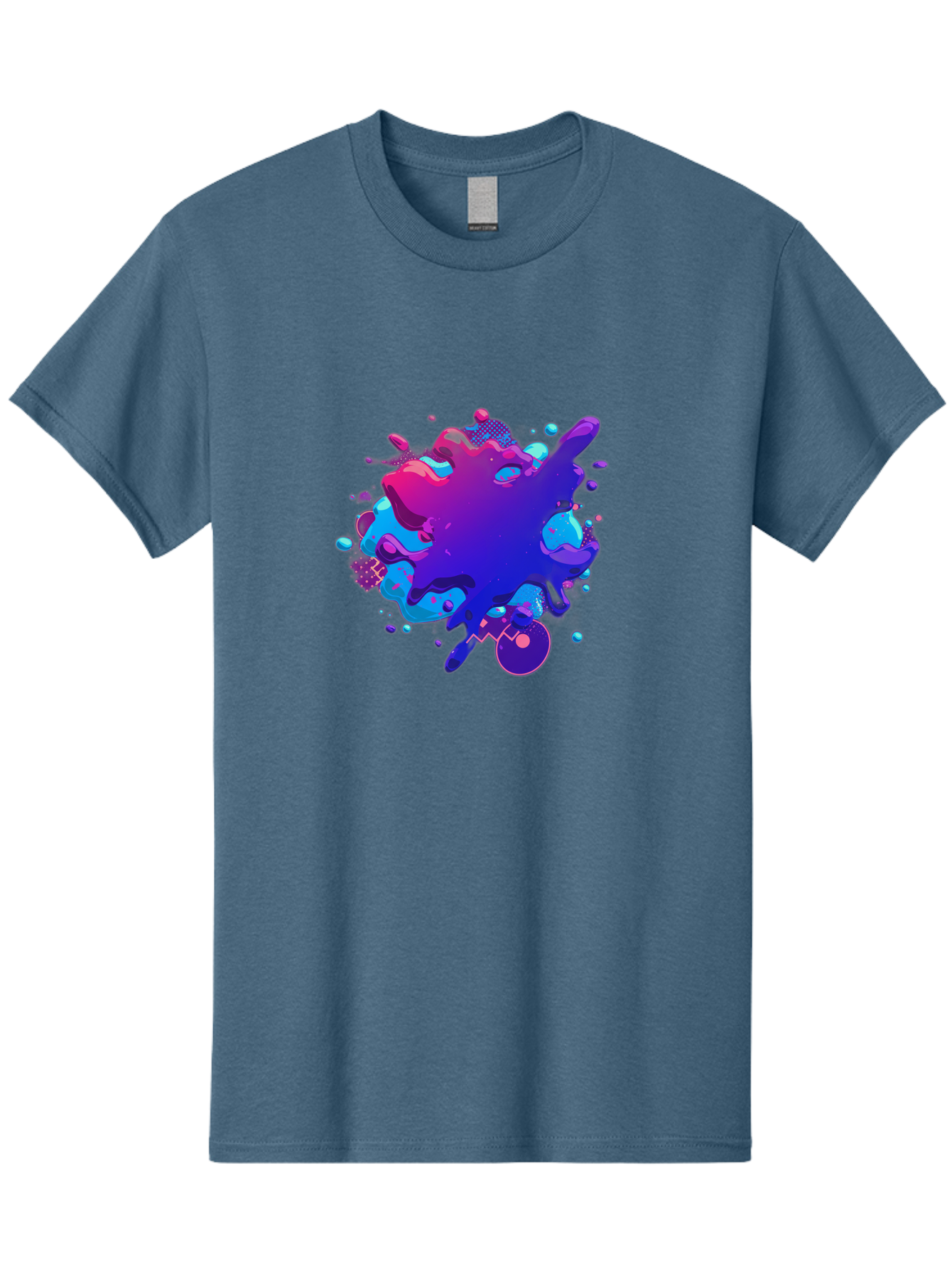 Liquid-Splash Men'S Graphic Tee, 100% Cotton, Comfortable Casual Summer Wear, Machine Washable, Purple Paint Splash, Vibrant Colors, Abstract Design, Fluid Art, Dynamic Shapes, Creative Expression, Colorful Splatter, Artistic Splash Baa923 9