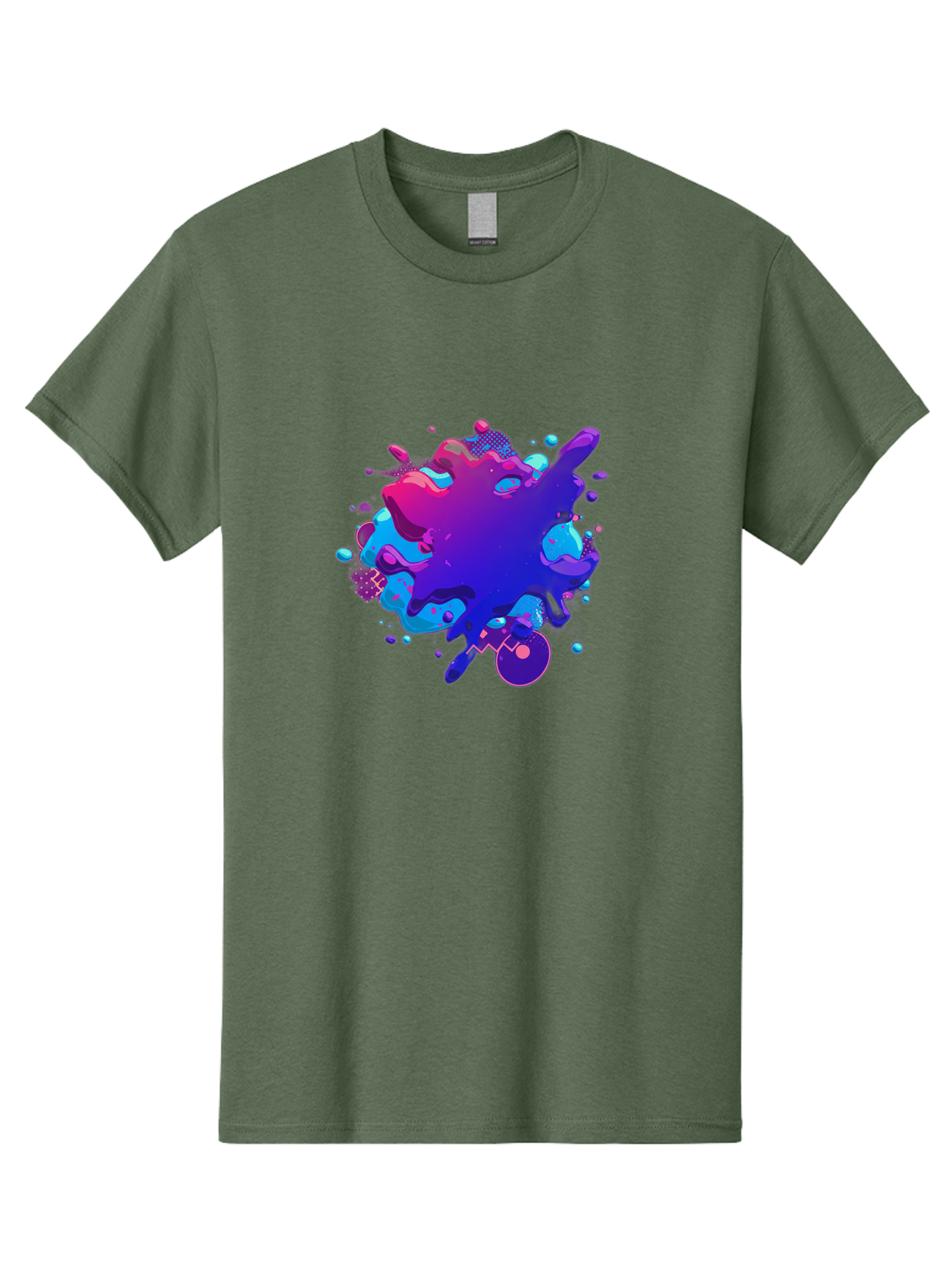 Liquid-Splash Men'S Graphic Tee, 100% Cotton, Comfortable Casual Summer Wear, Machine Washable, Purple Paint Splash, Vibrant Colors, Abstract Design, Fluid Art, Dynamic Shapes, Creative Expression, Colorful Splatter, Artistic Splash Baa923