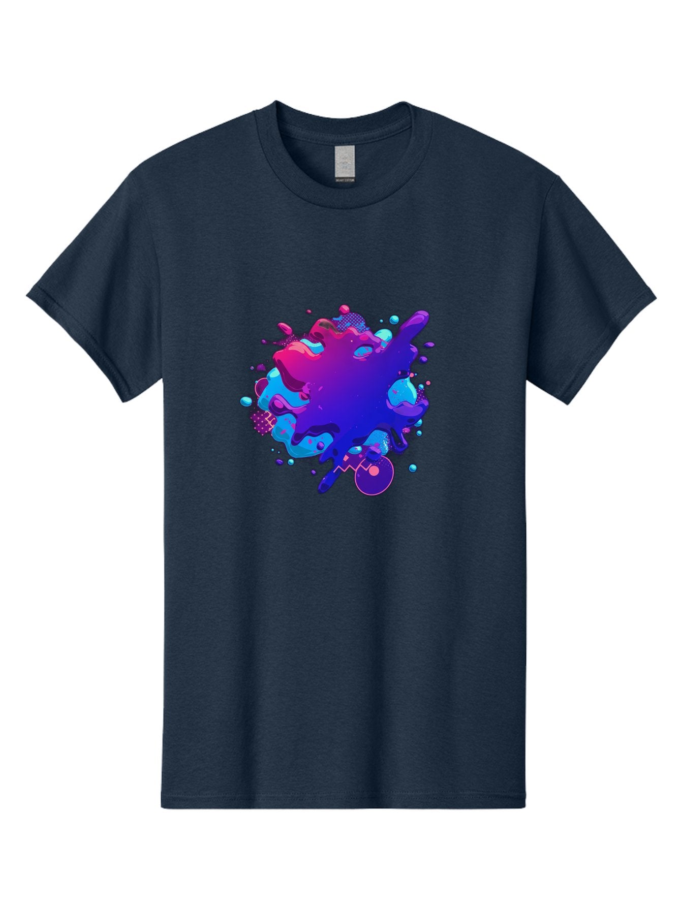 Liquid-Splash Men'S Graphic Tee, 100% Cotton, Comfortable Casual Summer Wear, Machine Washable, Purple Paint Splash, Vibrant Colors, Abstract Design, Fluid Art, Dynamic Shapes, Creative Expression, Colorful Splatter, Artistic Splash Baa923 5