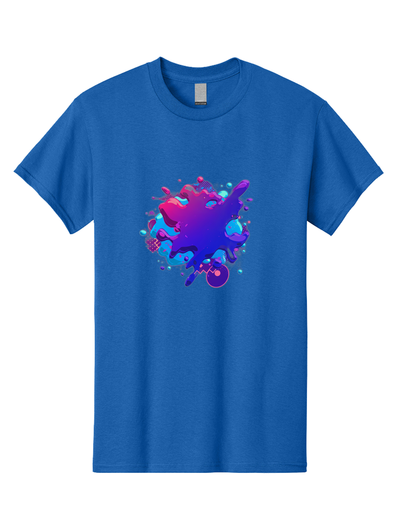 Liquid-Splash Men'S Graphic Tee, 100% Cotton, Comfortable Casual Summer Wear, Machine Washable, Purple Paint Splash, Vibrant Colors, Abstract Design, Fluid Art, Dynamic Shapes, Creative Expression, Colorful Splatter, Artistic Splash Baa923 5