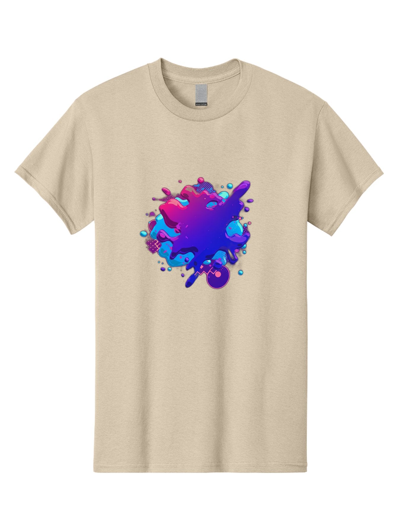 Liquid-Splash Men'S Graphic Tee, 100% Cotton, Comfortable Casual Summer Wear, Machine Washable, Purple Paint Splash, Vibrant Colors, Abstract Design, Fluid Art, Dynamic Shapes, Creative Expression, Colorful Splatter, Artistic Splash Baa923