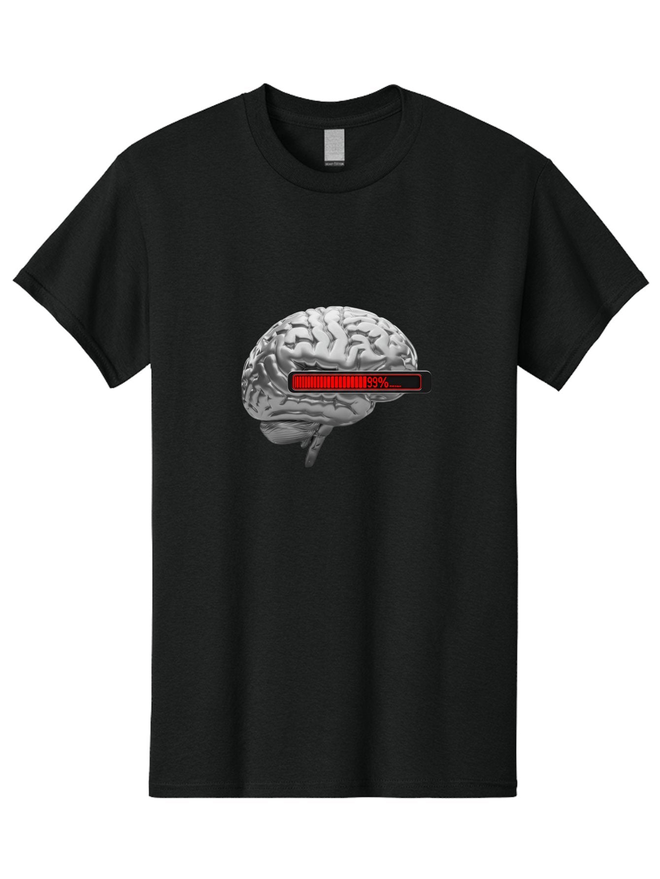 Loading-Brain-1 Men'S Graphic Tee, 100% Cotton, Comfortable Casual Summer Wear, Machine Washable, Human Brain, Loading Bar, Progress Indicator, 99% Complete, Grey Brain, Futuristic Concept, Technology Integration, Cognitive Processing, Baa924 12