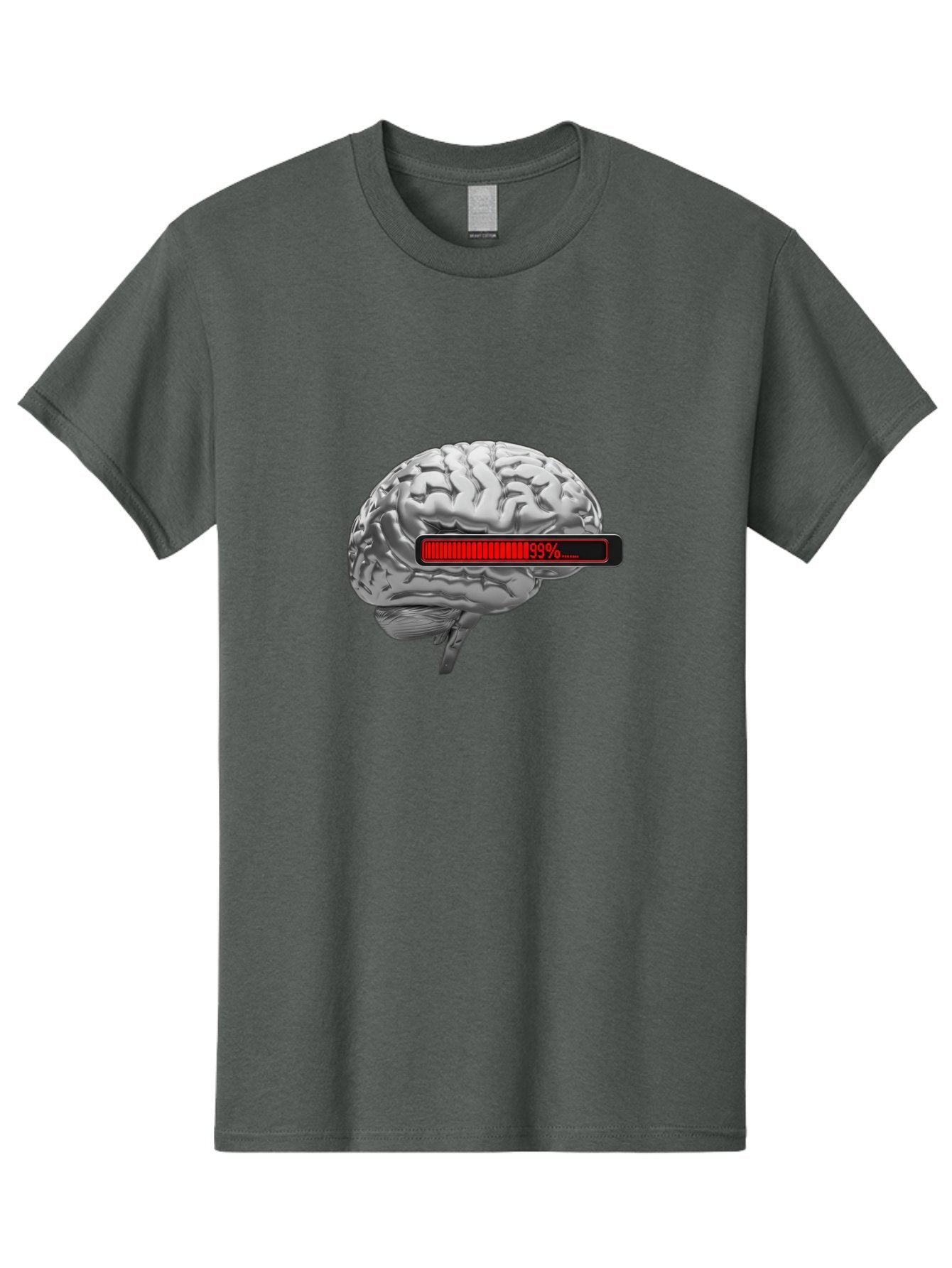 Loading-Brain-1 Men'S Graphic Tee, 100% Cotton, Comfortable Casual Summer Wear, Machine Washable, Human Brain, Loading Bar, Progress Indicator, 99% Complete, Grey Brain, Futuristic Concept, Technology Integration, Cognitive Processing, Baa924 14