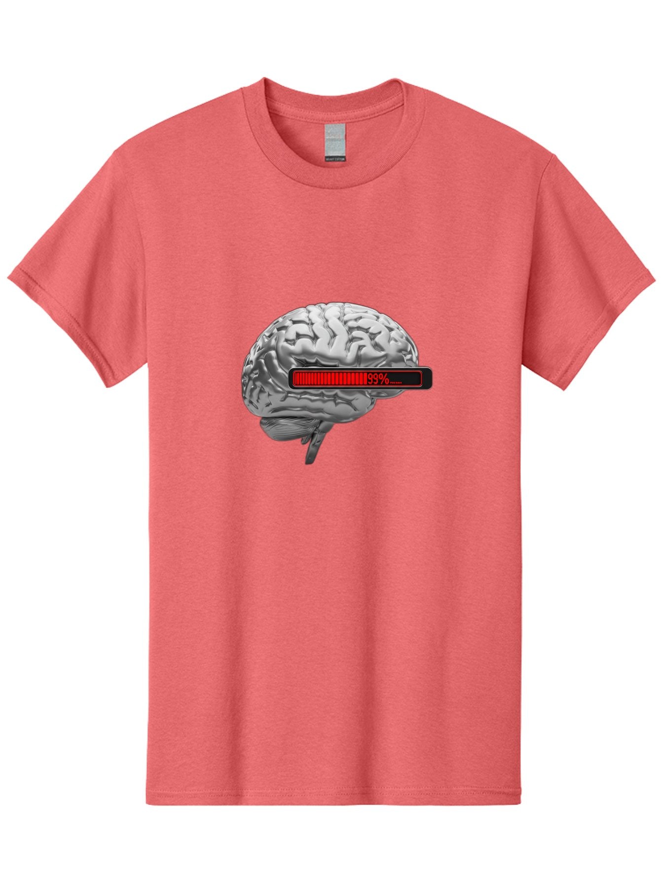 Loading-Brain-1 Men'S Graphic Tee, 100% Cotton, Comfortable Casual Summer Wear, Machine Washable, Human Brain, Loading Bar, Progress Indicator, 99% Complete, Grey Brain, Futuristic Concept, Technology Integration, Cognitive Processing, Baa924 6