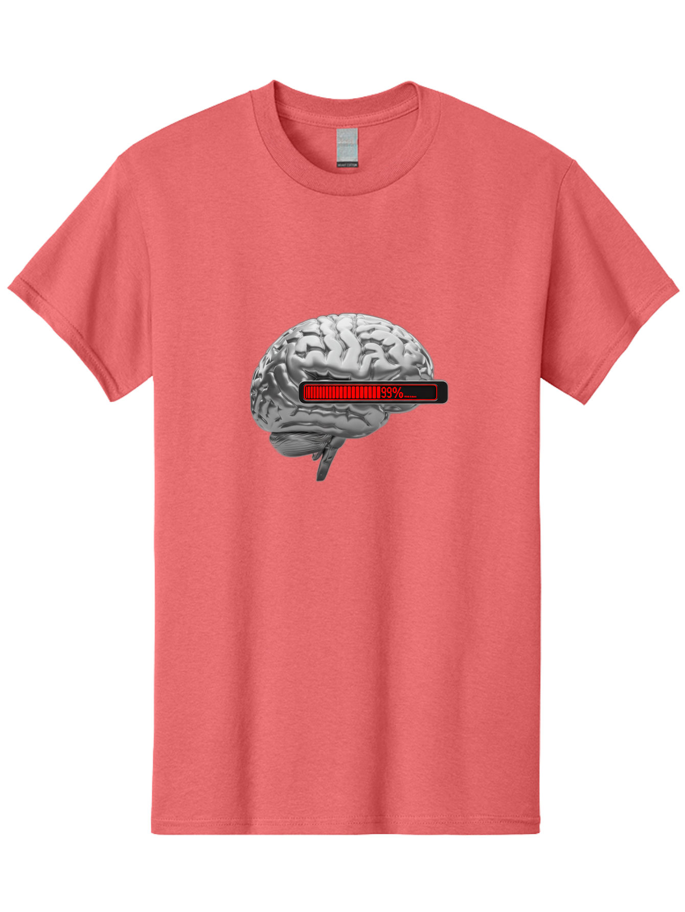 Loading-Brain-1 Men'S Graphic Tee, 100% Cotton, Comfortable Casual Summer Wear, Machine Washable, Human Brain, Loading Bar, Progress Indicator, 99% Complete, Grey Brain, Futuristic Concept, Technology Integration, Cognitive Processing, Baa924 13