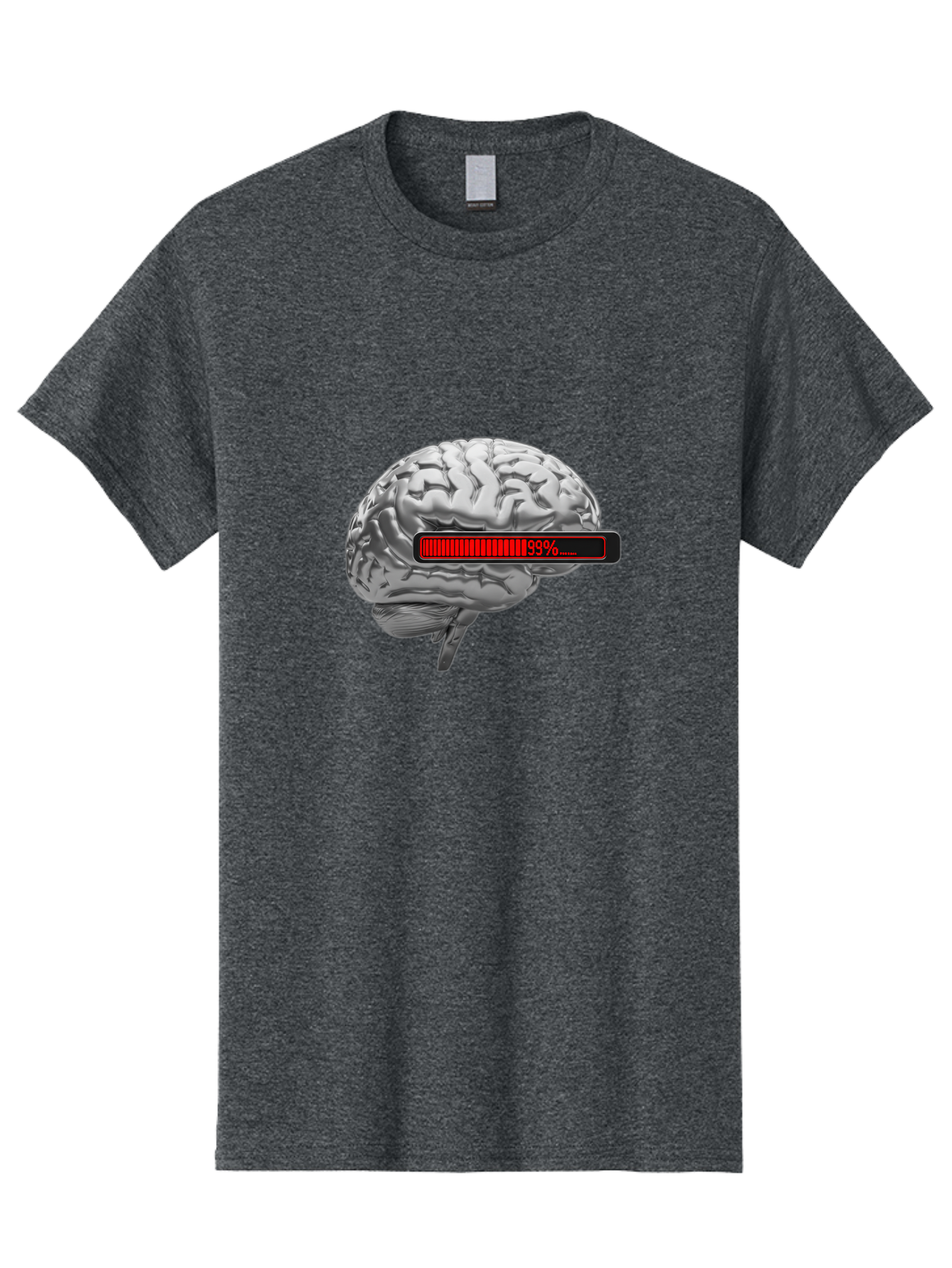 Loading-Brain-1 Men'S Graphic Tee, 100% Cotton, Comfortable Casual Summer Wear, Machine Washable, Human Brain, Loading Bar, Progress Indicator, 99% Complete, Grey Brain, Futuristic Concept, Technology Integration, Cognitive Processing, Baa924 17