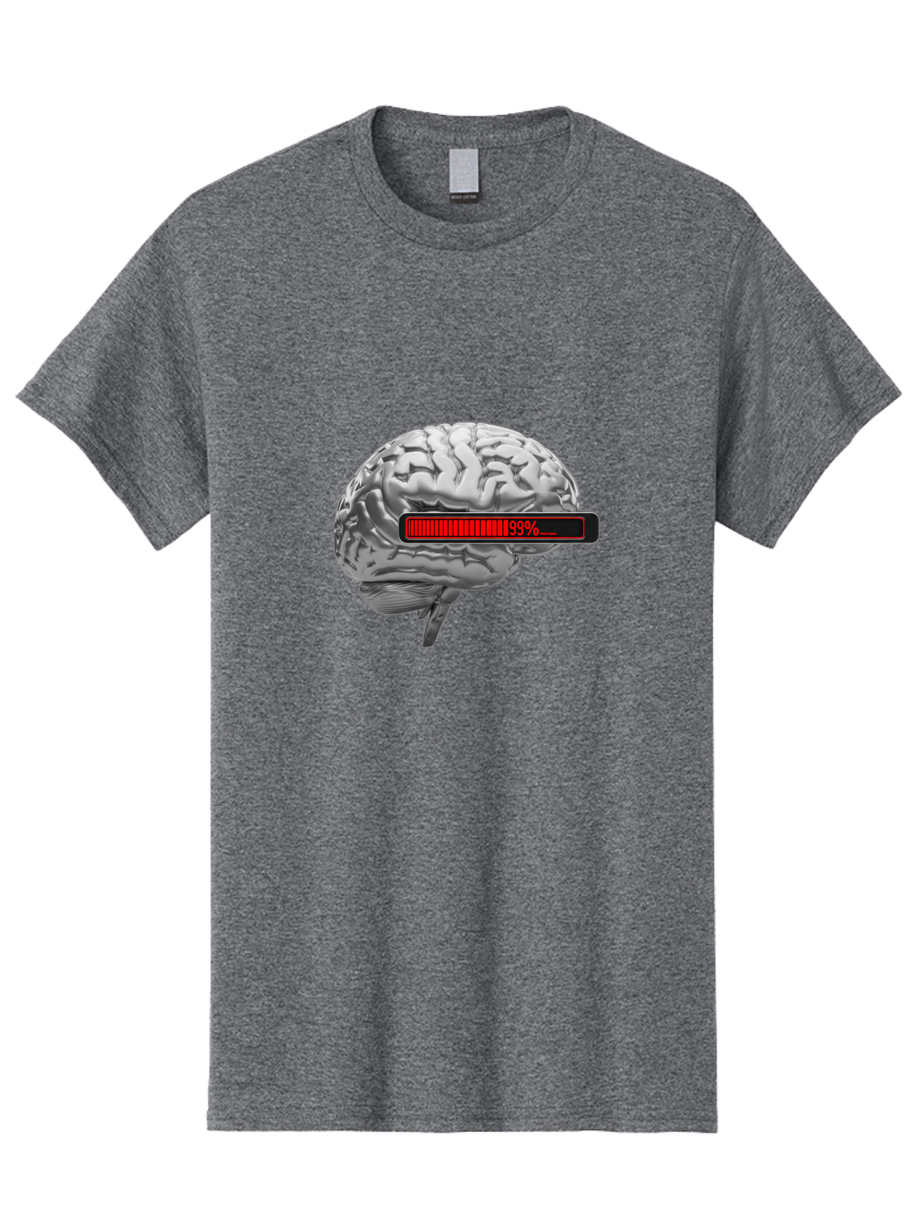 Loading-Brain-1 Men'S Graphic Tee, 100% Cotton, Comfortable Casual Summer Wear, Machine Washable, Human Brain, Loading Bar, Progress Indicator, 99% Complete, Grey Brain, Futuristic Concept, Technology Integration, Cognitive Processing, Baa924 29
