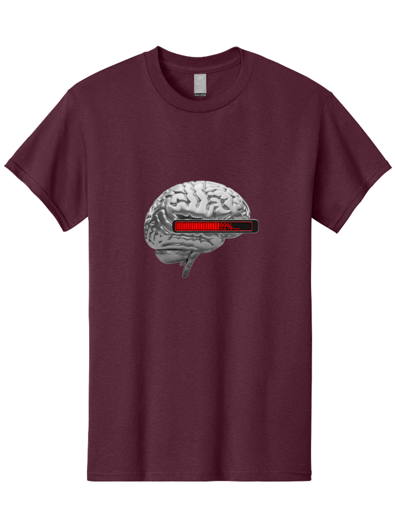 Loading-Brain-1 Men'S Graphic Tee, 100% Cotton, Comfortable Casual Summer Wear, Machine Washable, Human Brain, Loading Bar, Progress Indicator, 99% Complete, Grey Brain, Futuristic Concept, Technology Integration, Cognitive Processing, Baa924