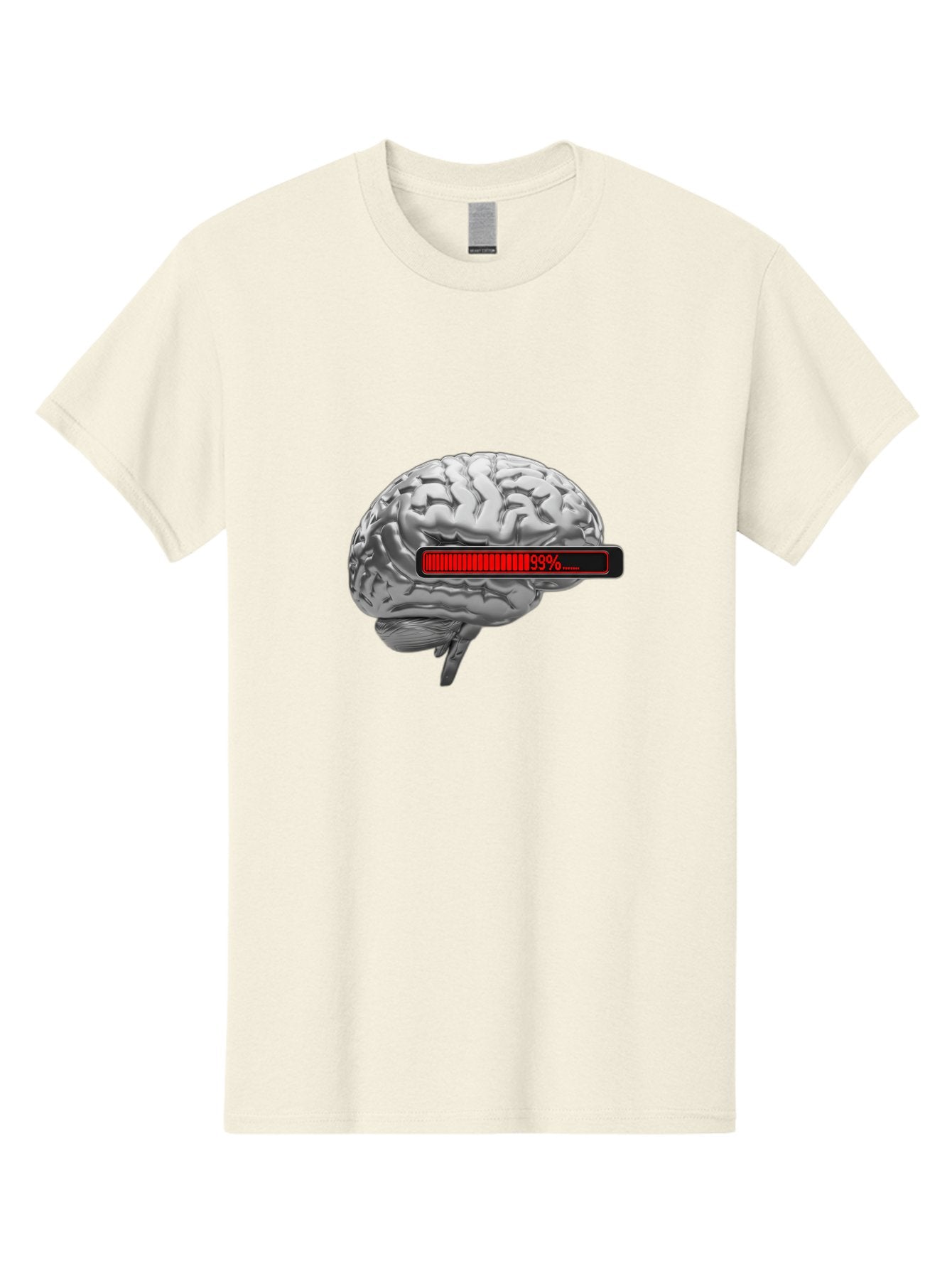 Loading-Brain-1 Men'S Graphic Tee, 100% Cotton, Comfortable Casual Summer Wear, Machine Washable, Human Brain, Loading Bar, Progress Indicator, 99% Complete, Grey Brain, Futuristic Concept, Technology Integration, Cognitive Processing, Baa924 10