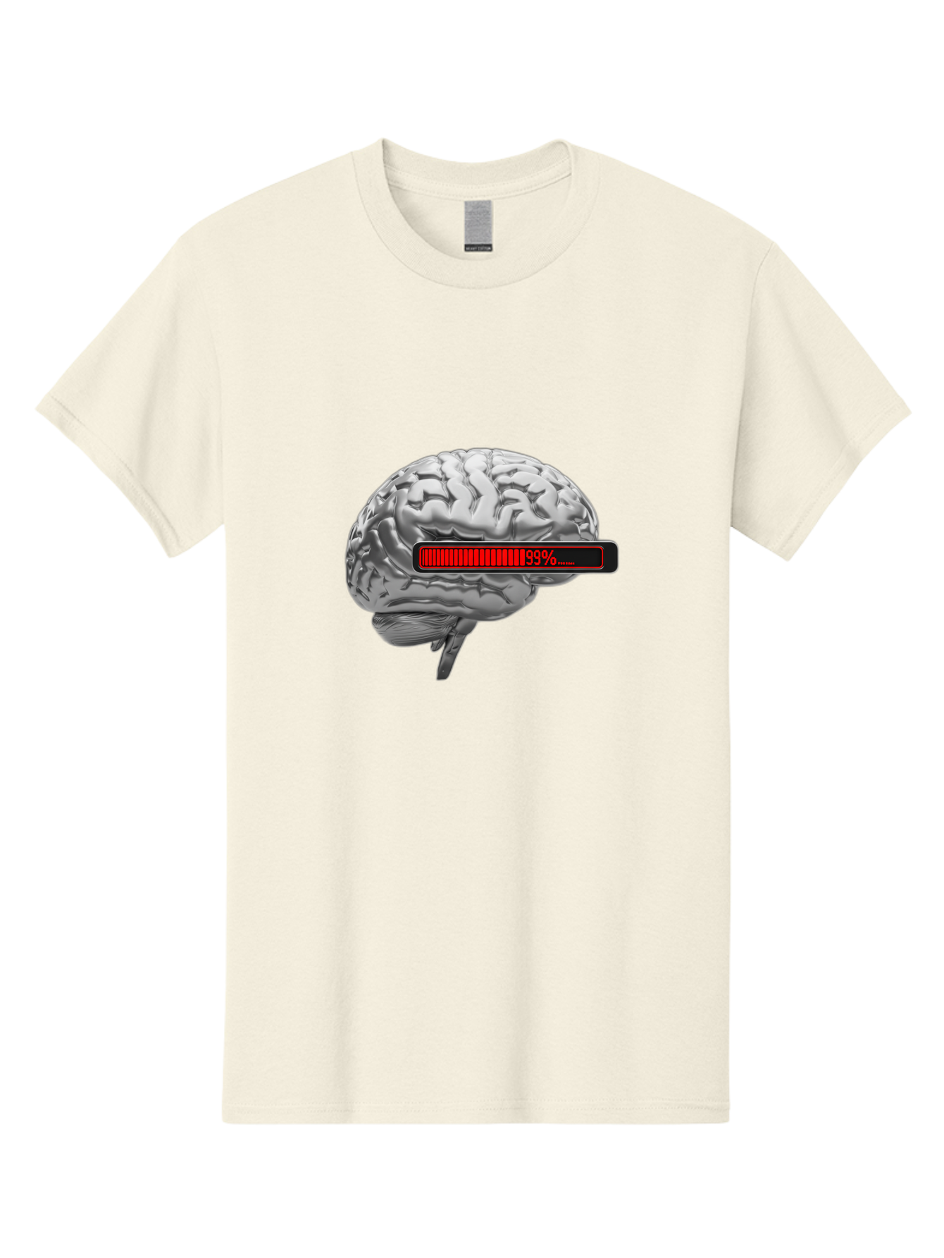 Loading-Brain-1 Men'S Graphic Tee, 100% Cotton, Comfortable Casual Summer Wear, Machine Washable, Human Brain, Loading Bar, Progress Indicator, 99% Complete, Grey Brain, Futuristic Concept, Technology Integration, Cognitive Processing, Baa924 27