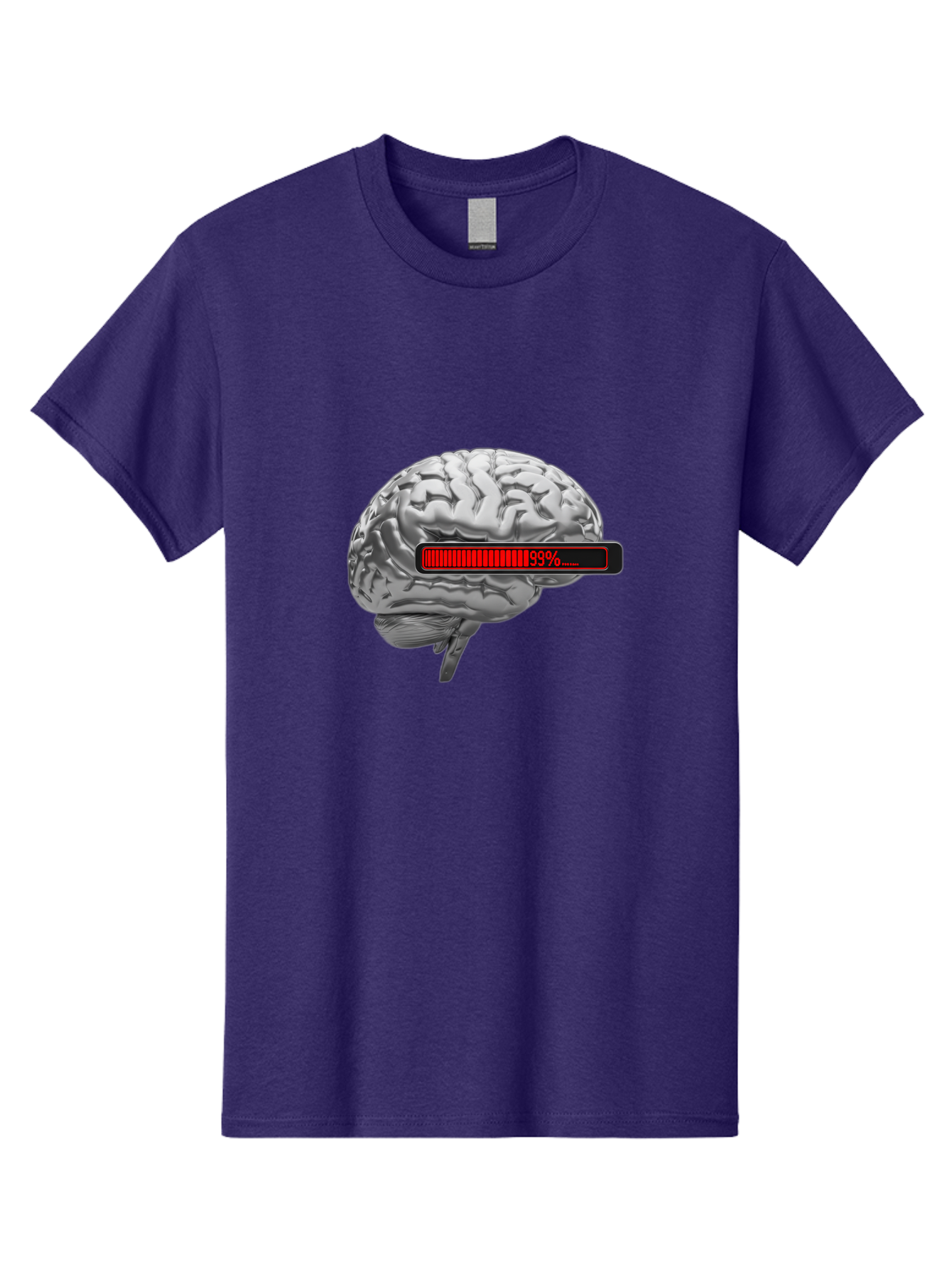 Loading-Brain-1 Men'S Graphic Tee, 100% Cotton, Comfortable Casual Summer Wear, Machine Washable, Human Brain, Loading Bar, Progress Indicator, 99% Complete, Grey Brain, Futuristic Concept, Technology Integration, Cognitive Processing, Baa924 11