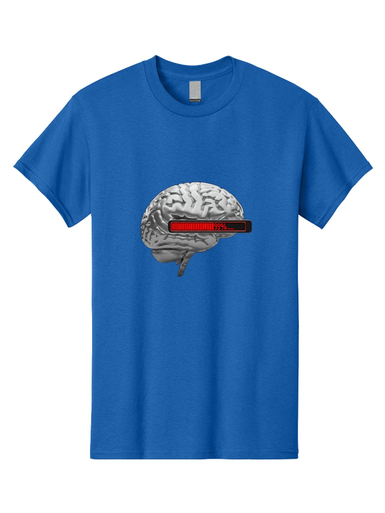 Loading-Brain-1 Men'S Graphic Tee, 100% Cotton, Comfortable Casual Summer Wear, Machine Washable, Human Brain, Loading Bar, Progress Indicator, 99% Complete, Grey Brain, Futuristic Concept, Technology Integration, Cognitive Processing, Baa924 9