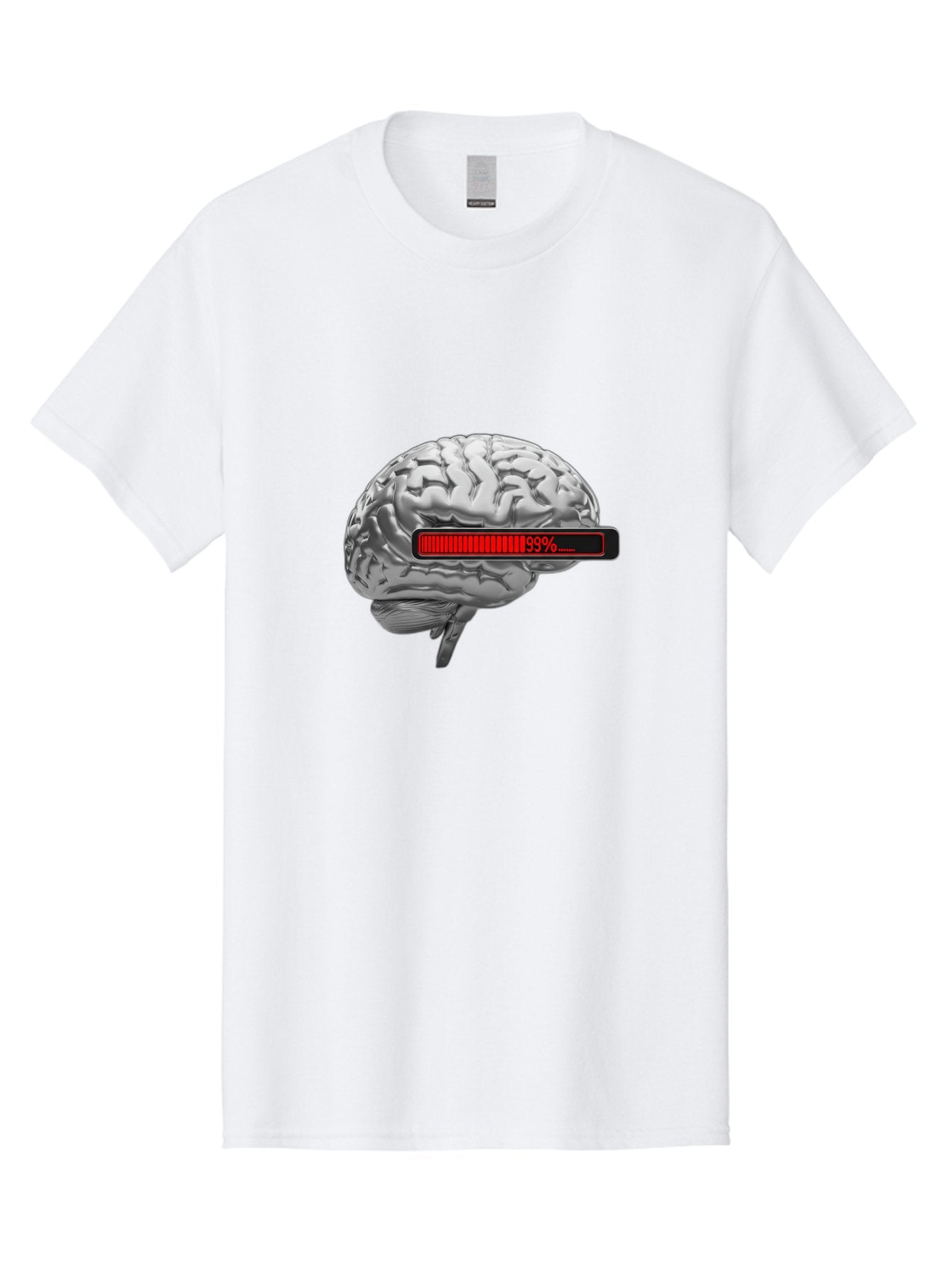 Loading-Brain-1 Men'S Graphic Tee, 100% Cotton, Comfortable Casual Summer Wear, Machine Washable, Human Brain, Loading Bar, Progress Indicator, 99% Complete, Grey Brain, Futuristic Concept, Technology Integration, Cognitive Processing, Baa924 5