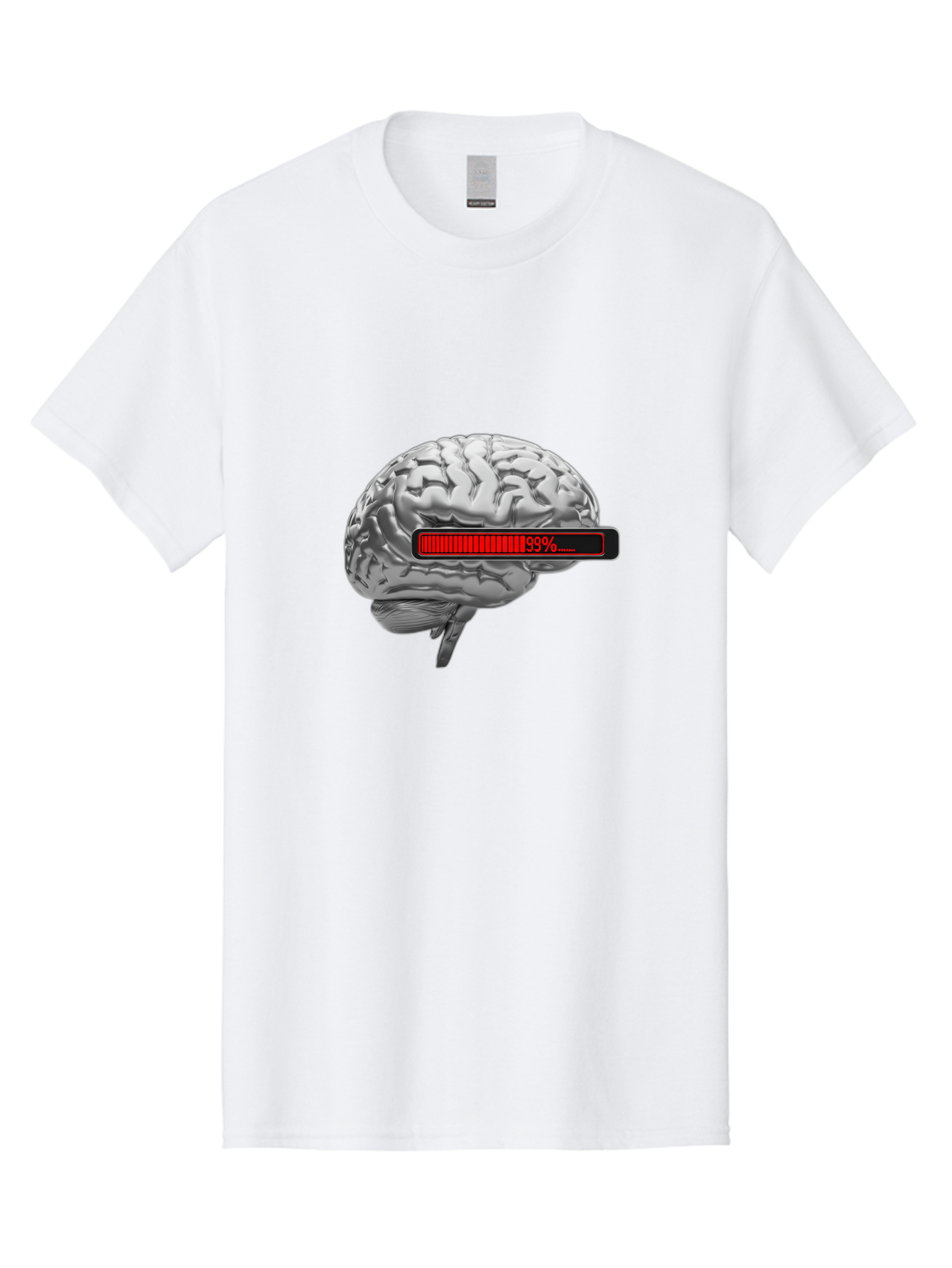 Loading-Brain-1 Men'S Graphic Tee, 100% Cotton, Comfortable Casual Summer Wear, Machine Washable, Human Brain, Loading Bar, Progress Indicator, 99% Complete, Grey Brain, Futuristic Concept, Technology Integration, Cognitive Processing, Baa924 15
