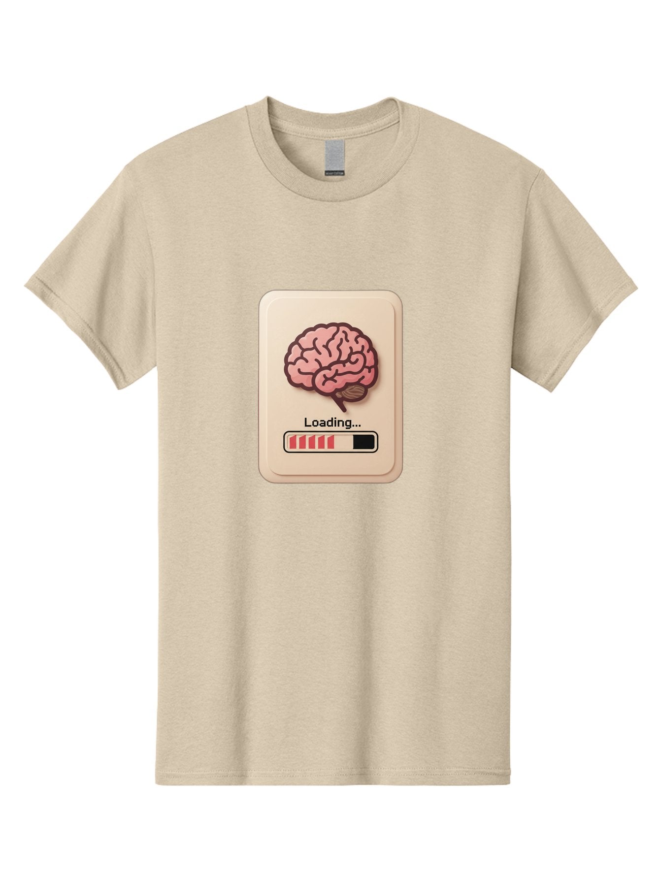 Loading-Brain Men'S Graphic Tee, 100% Cotton, Comfortable Casual Summer Wear, Machine Washable, Brain Loading Animation, Progress Bar, Cognitive Development, Mental Processing, Brain Function, Knowledge Acquisition Baa925