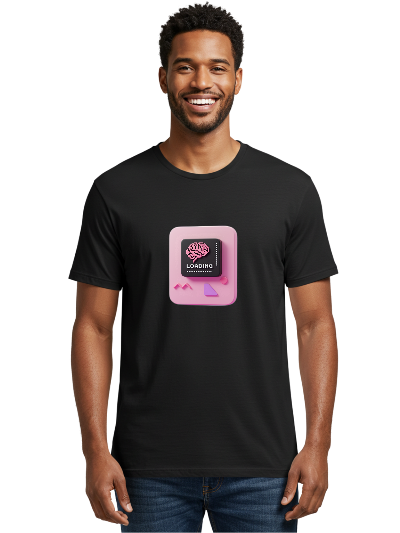 Loading Men'S Graphic Tee, 100% Cotton, Comfortable Casual Summer Wear, Machine Washable, Brain Loading, Progress Bar, Digital Brain, Artificial Intelligence, Cognitive Processing, Neural Network, Tech Icon, Futuristic Design, 3D Rendering, Baa926 8