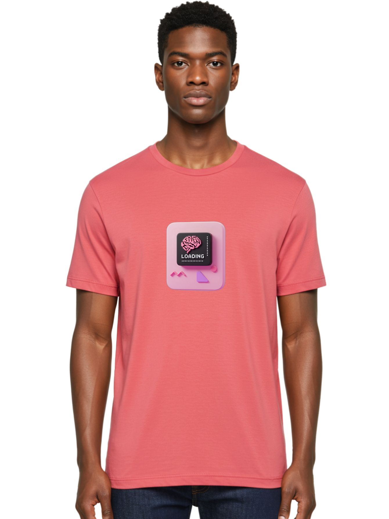 Loading Men'S Graphic Tee, 100% Cotton, Comfortable Casual Summer Wear, Machine Washable, Brain Loading, Progress Bar, Digital Brain, Artificial Intelligence, Cognitive Processing, Neural Network, Tech Icon, Futuristic Design, 3D Rendering, Baa926 10