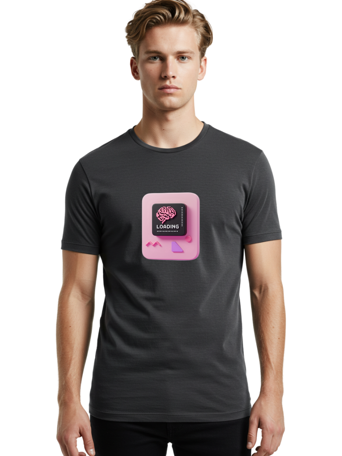 Loading Men'S Graphic Tee, 100% Cotton, Comfortable Casual Summer Wear, Machine Washable, Brain Loading, Progress Bar, Digital Brain, Artificial Intelligence, Cognitive Processing, Neural Network, Tech Icon, Futuristic Design, 3D Rendering, Baa926 20
