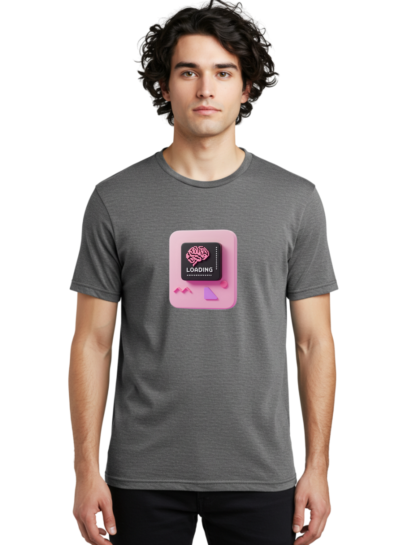Loading Men'S Graphic Tee, 100% Cotton, Comfortable Casual Summer Wear, Machine Washable, Brain Loading, Progress Bar, Digital Brain, Artificial Intelligence, Cognitive Processing, Neural Network, Tech Icon, Futuristic Design, 3D Rendering, Baa926 14