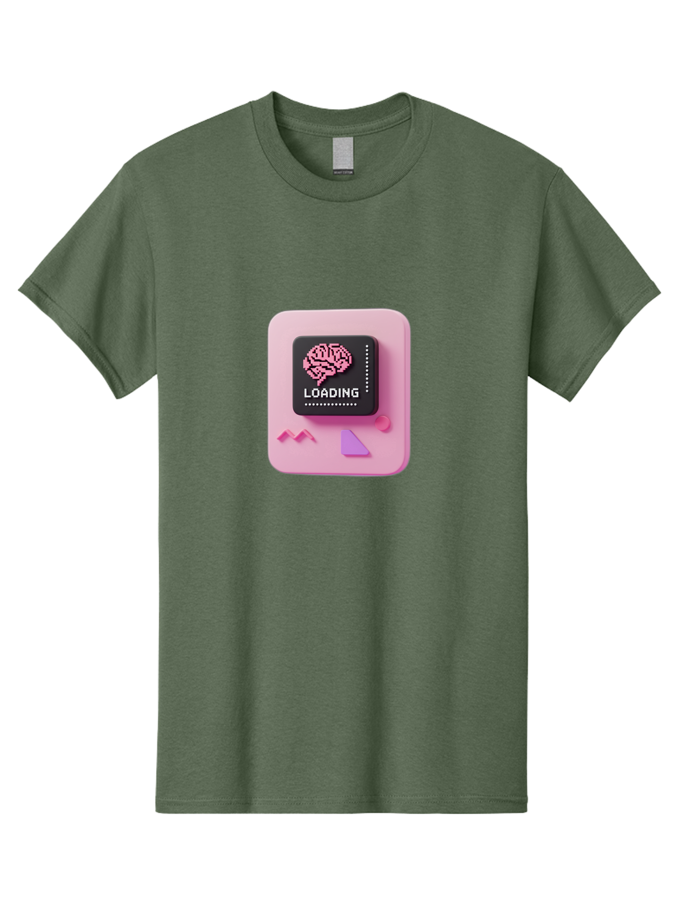 Loading Men'S Graphic Tee, 100% Cotton, Comfortable Casual Summer Wear, Machine Washable, Brain Loading, Progress Bar, Digital Brain, Artificial Intelligence, Cognitive Processing, Neural Network, Tech Icon, Futuristic Design, 3D Rendering, Baa926 3
