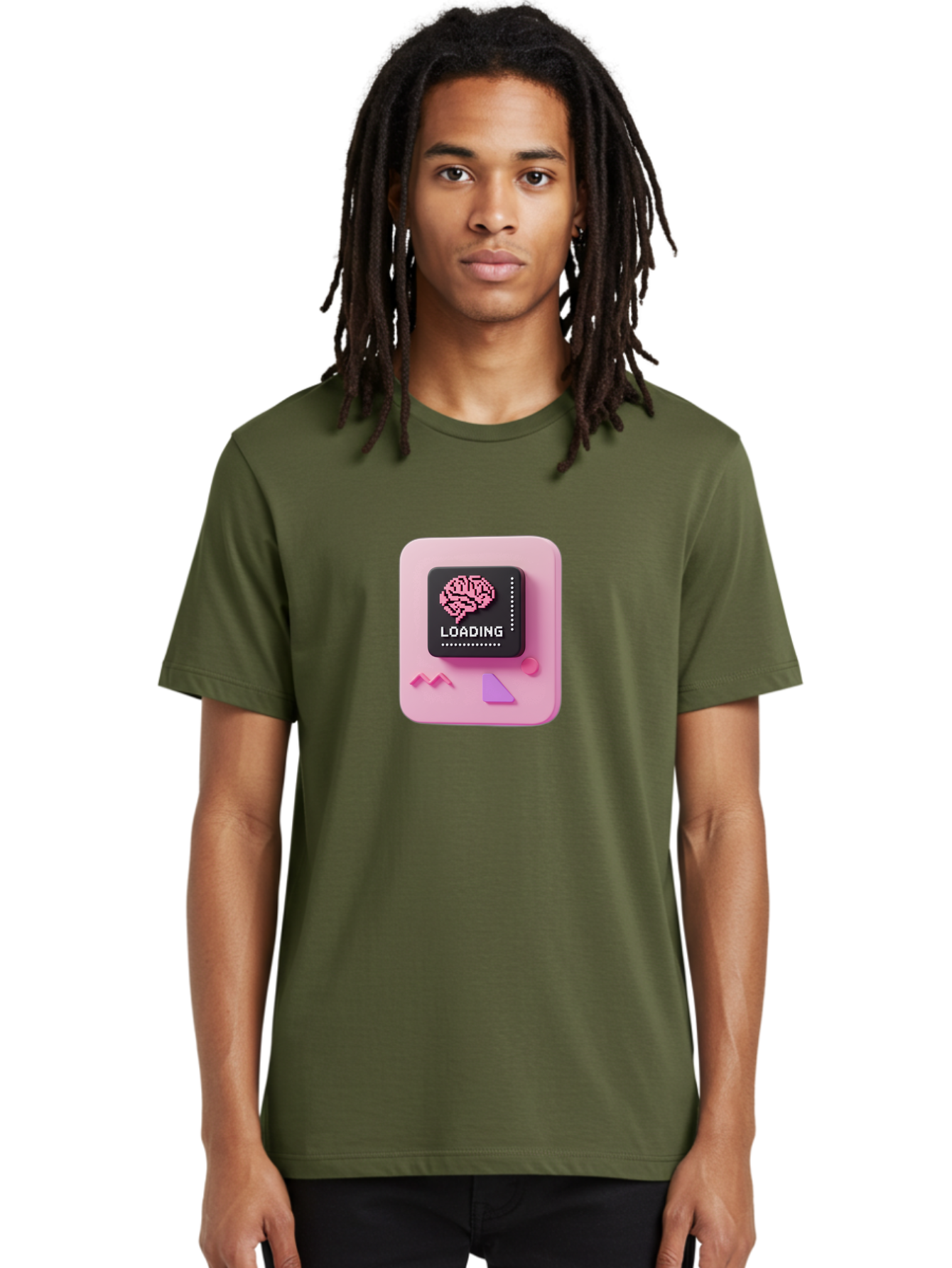 Loading Men'S Graphic Tee, 100% Cotton, Comfortable Casual Summer Wear, Machine Washable, Brain Loading, Progress Bar, Digital Brain, Artificial Intelligence, Cognitive Processing, Neural Network, Tech Icon, Futuristic Design, 3D Rendering, Baa926 4