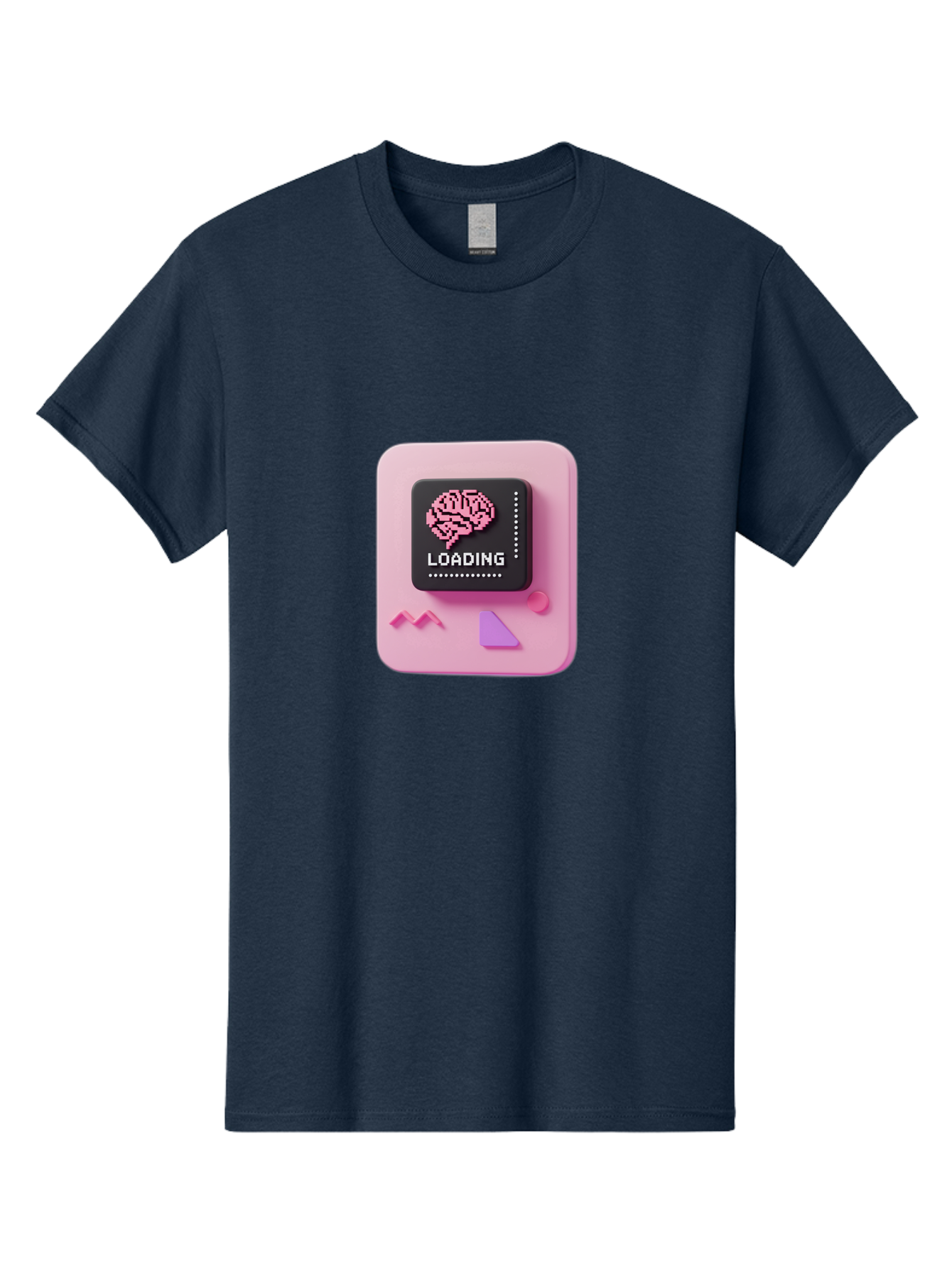 Loading Men'S Graphic Tee, 100% Cotton, Comfortable Casual Summer Wear, Machine Washable, Brain Loading, Progress Bar, Digital Brain, Artificial Intelligence, Cognitive Processing, Neural Network, Tech Icon, Futuristic Design, 3D Rendering, Baa926 25