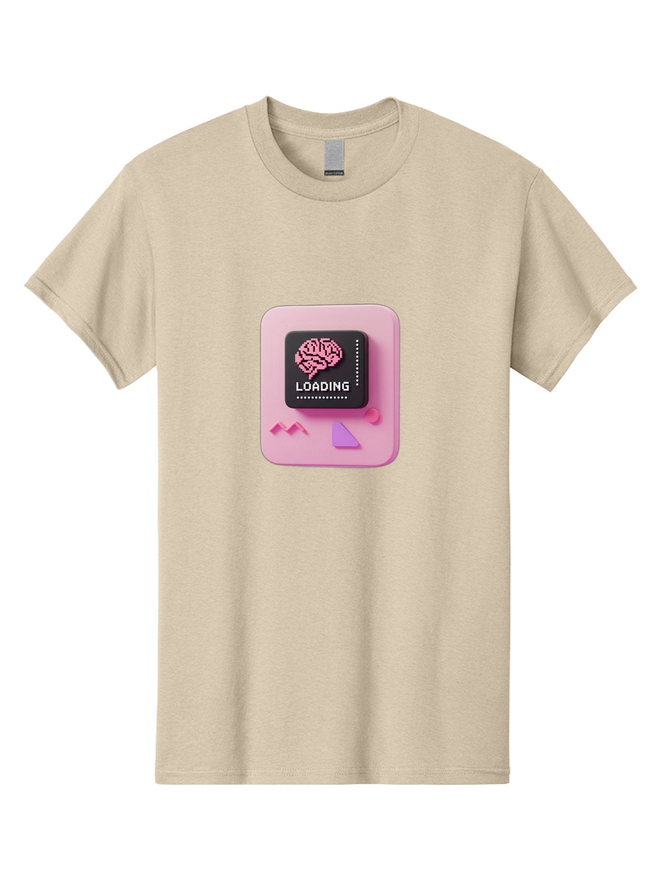 Loading Men'S Graphic Tee, 100% Cotton, Comfortable Casual Summer Wear, Machine Washable, Brain Loading, Progress Bar, Digital Brain, Artificial Intelligence, Cognitive Processing, Neural Network, Tech Icon, Futuristic Design, 3D Rendering, Baa926