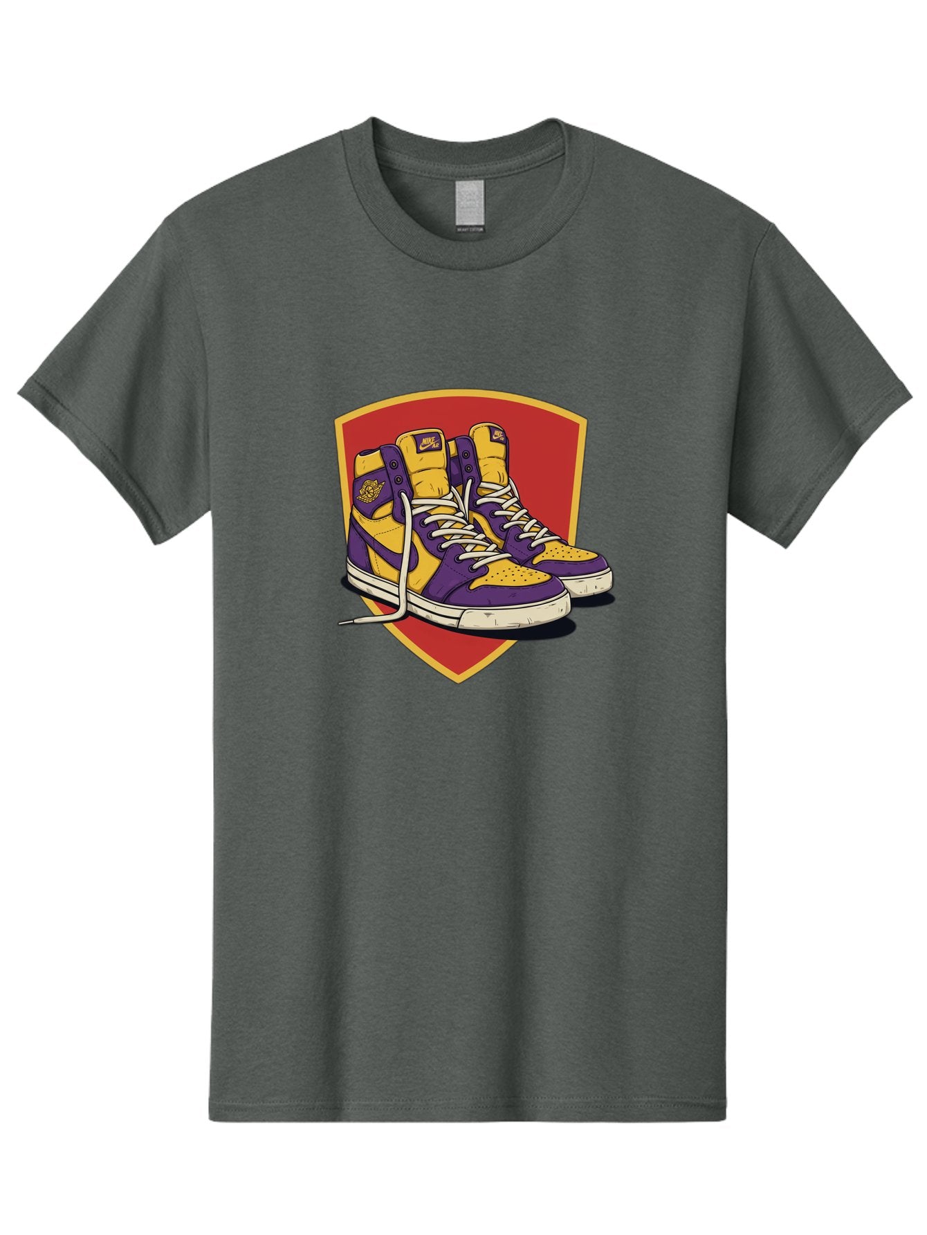 Los-Angeles-Lakers Men'S Graphic Tee, 100% Cotton, Comfortable Casual Summer Wear, Machine Washable, Purple And Yellow Air Jordan Sneakers, Nike Logo, Yellow And Purple Color Scheme, White Laces, Athletic Footwear, Sports Shoes, Baa928 15