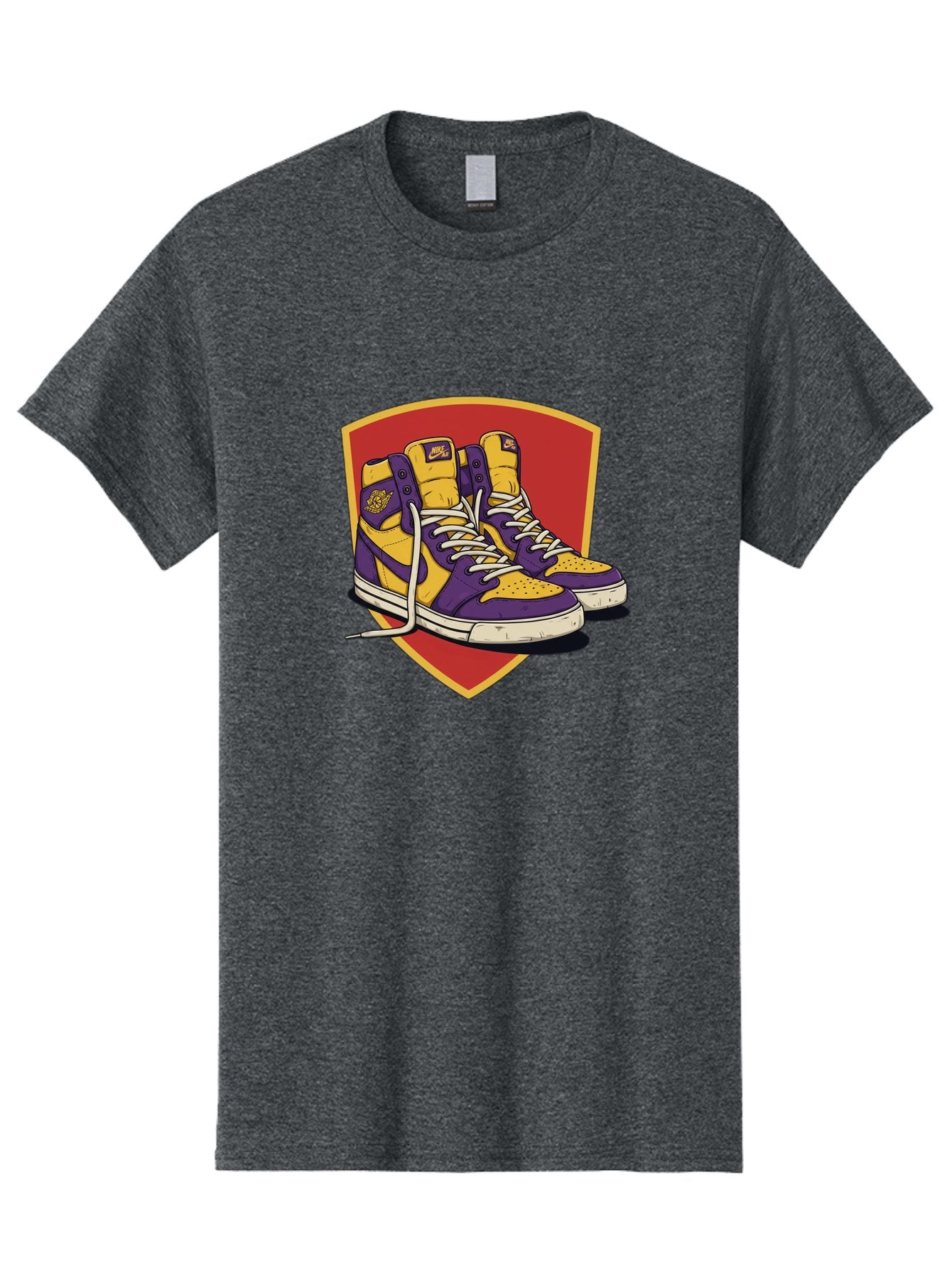 Los-Angeles-Lakers Men'S Graphic Tee, 100% Cotton, Comfortable Casual Summer Wear, Machine Washable, Purple And Yellow Air Jordan Sneakers, Nike Logo, Yellow And Purple Color Scheme, White Laces, Athletic Footwear, Sports Shoes, Baa928 6