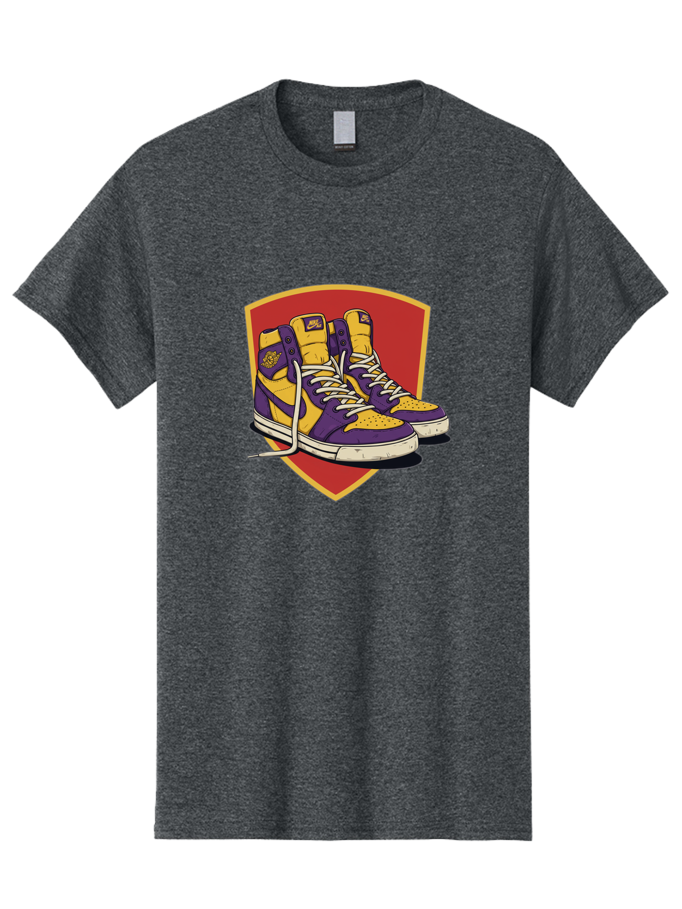 Los-Angeles-Lakers Men'S Graphic Tee, 100% Cotton, Comfortable Casual Summer Wear, Machine Washable, Purple And Yellow Air Jordan Sneakers, Nike Logo, Yellow And Purple Color Scheme, White Laces, Athletic Footwear, Sports Shoes, Baa928 13