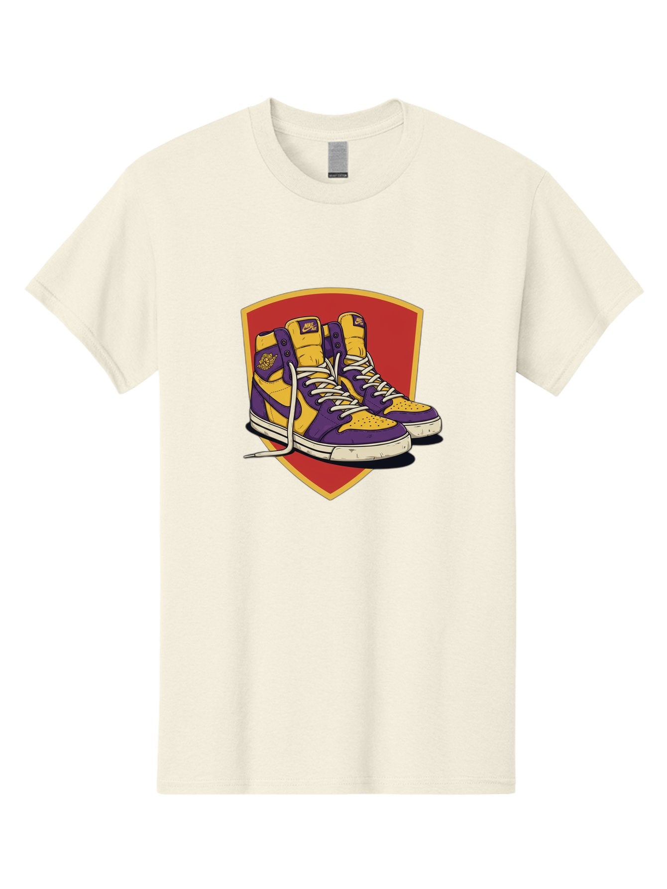 Los-Angeles-Lakers Men'S Graphic Tee, 100% Cotton, Comfortable Casual Summer Wear, Machine Washable, Purple And Yellow Air Jordan Sneakers, Nike Logo, Yellow And Purple Color Scheme, White Laces, Athletic Footwear, Sports Shoes, Baa928 8