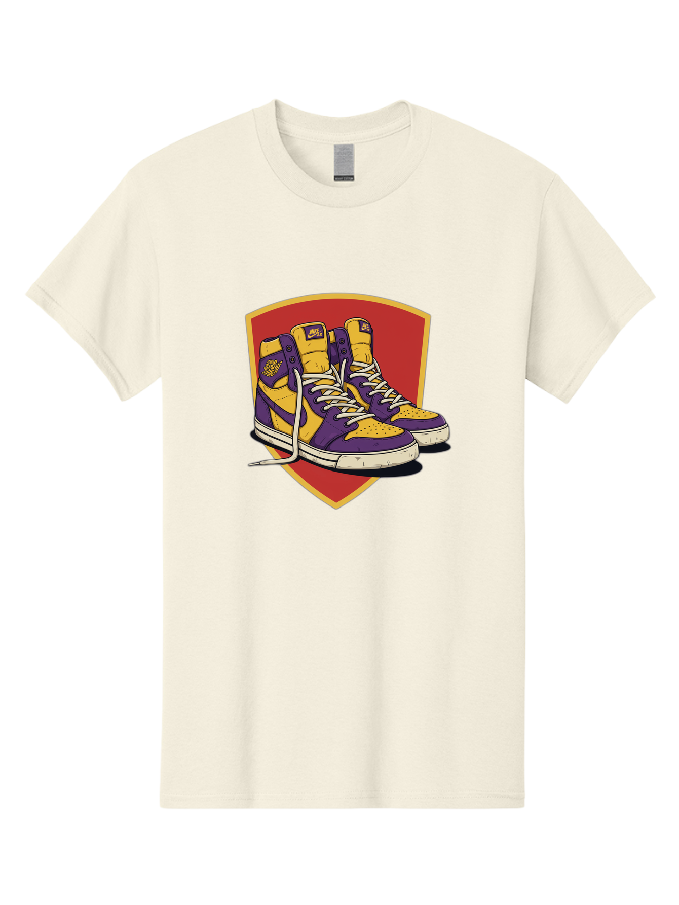 Los-Angeles-Lakers Men'S Graphic Tee, 100% Cotton, Comfortable Casual Summer Wear, Machine Washable, Purple And Yellow Air Jordan Sneakers, Nike Logo, Yellow And Purple Color Scheme, White Laces, Athletic Footwear, Sports Shoes, Baa928 11