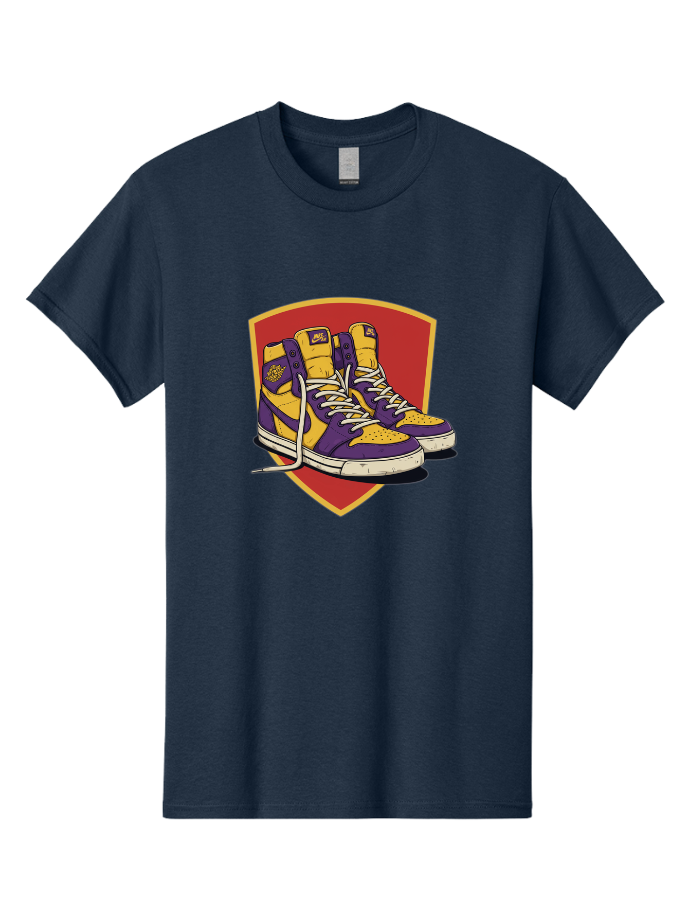 Los-Angeles-Lakers Men'S Graphic Tee, 100% Cotton, Comfortable Casual Summer Wear, Machine Washable, Purple And Yellow Air Jordan Sneakers, Nike Logo, Yellow And Purple Color Scheme, White Laces, Athletic Footwear, Sports Shoes, Baa928 17