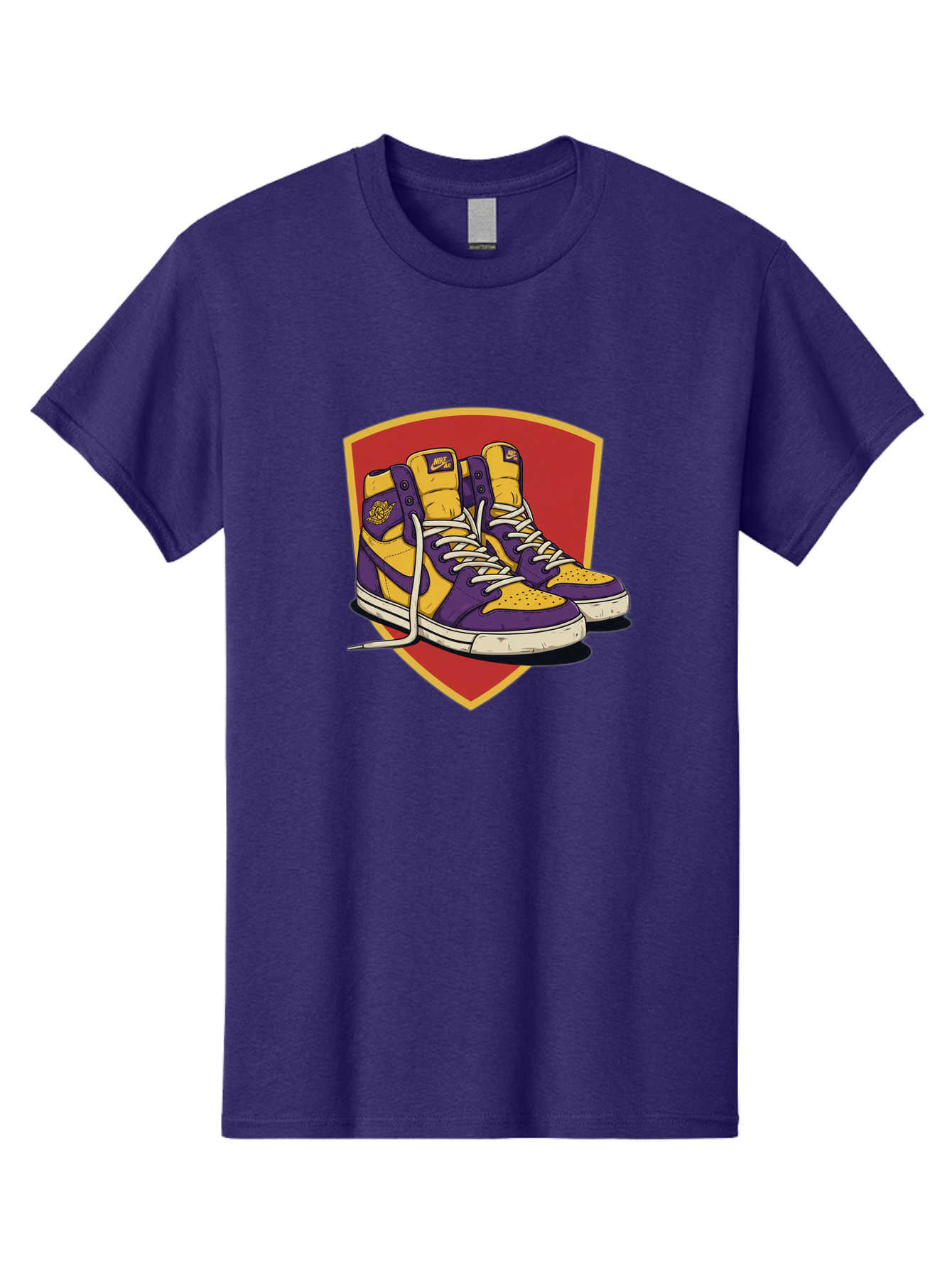 Los-Angeles-Lakers Men'S Graphic Tee, 100% Cotton, Comfortable Casual Summer Wear, Machine Washable, Purple And Yellow Air Jordan Sneakers, Nike Logo, Yellow And Purple Color Scheme, White Laces, Athletic Footwear, Sports Shoes, Baa928 29
