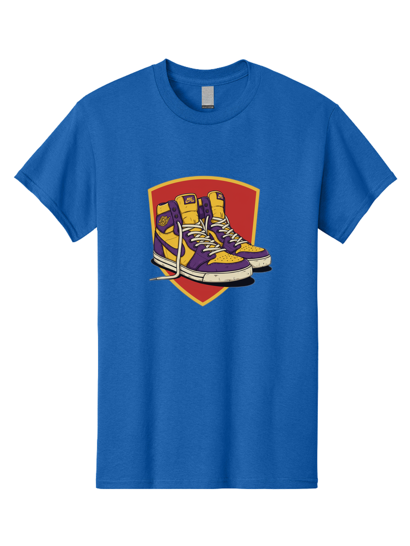 Los-Angeles-Lakers Men'S Graphic Tee, 100% Cotton, Comfortable Casual Summer Wear, Machine Washable, Purple And Yellow Air Jordan Sneakers, Nike Logo, Yellow And Purple Color Scheme, White Laces, Athletic Footwear, Sports Shoes, Baa928 7
