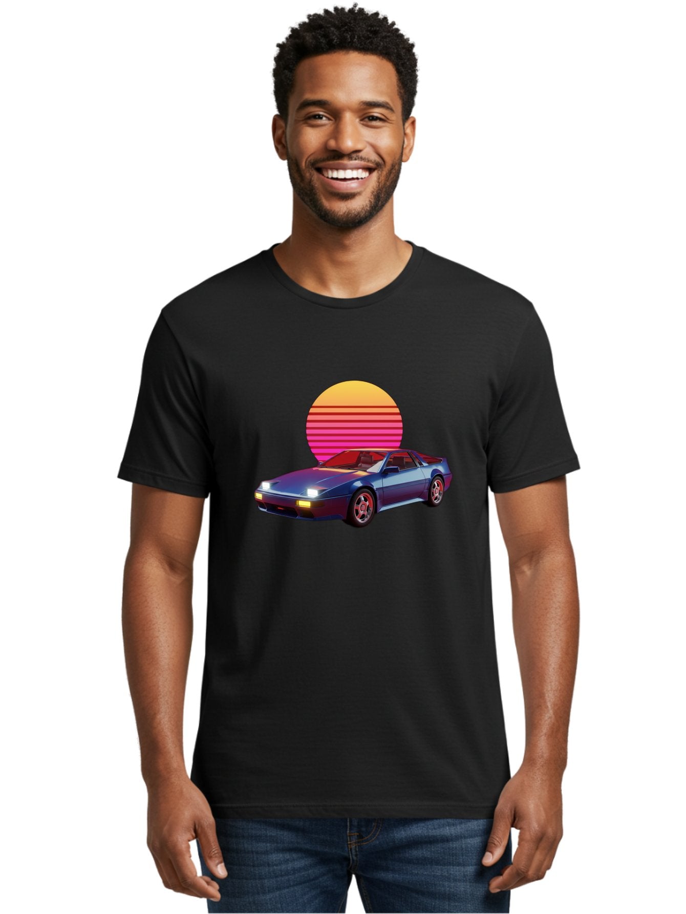 Lotus-Esprit Men'S Graphic Tee, 100% Cotton, Comfortable Casual Summer Wear, Machine Washable, Nissan 280Zx, Retro Futuristic Car, Sports Car, Vintage Automobile, Synthwave Art, Neon Lights, Gradient Sun, Retro Aesthetic, Synthwave Style Baa929 24