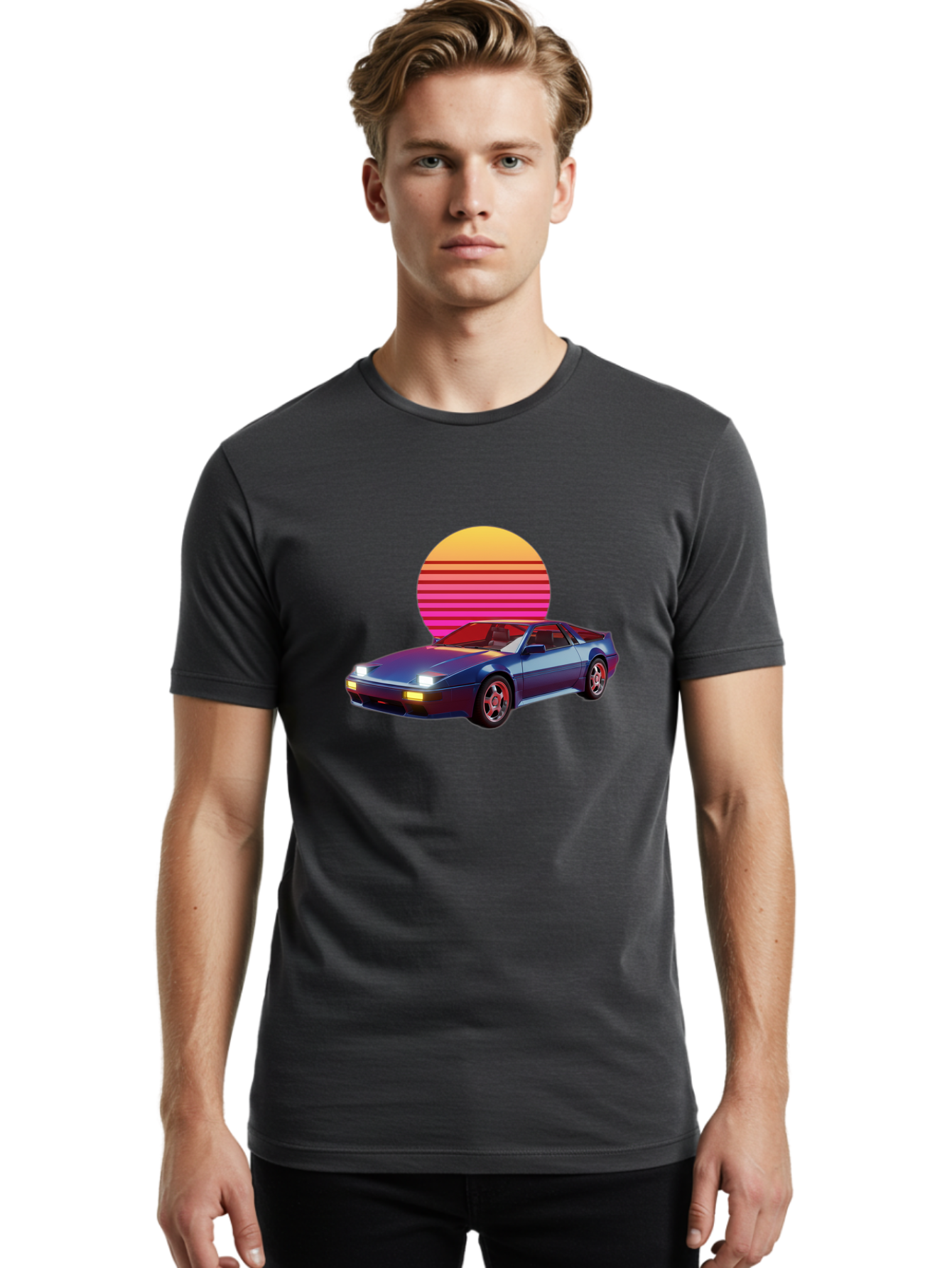Lotus-Esprit Men'S Graphic Tee, 100% Cotton, Comfortable Casual Summer Wear, Machine Washable, Nissan 280Zx, Retro Futuristic Car, Sports Car, Vintage Automobile, Synthwave Art, Neon Lights, Gradient Sun, Retro Aesthetic, Synthwave Style Baa929 18