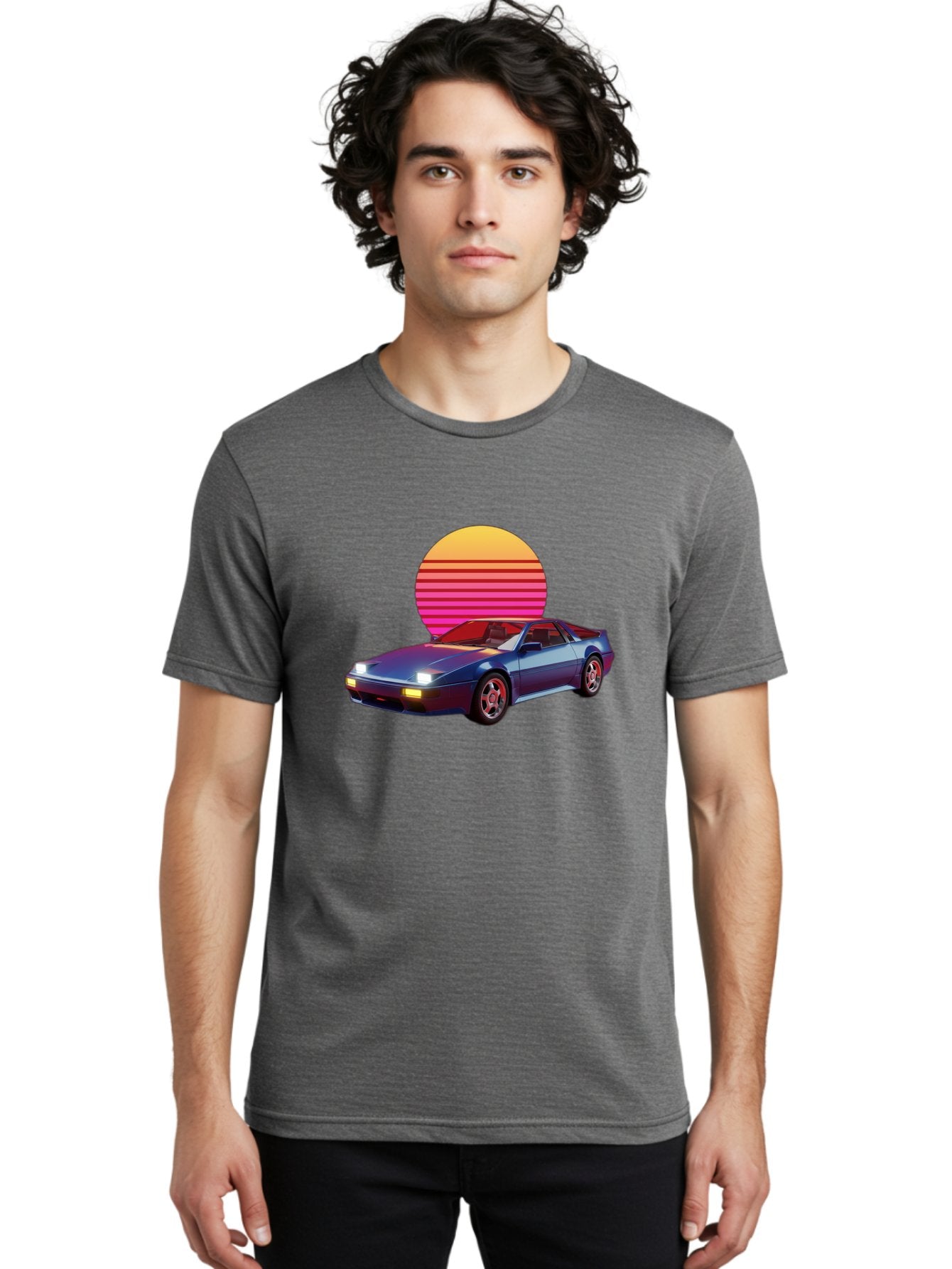 Lotus-Esprit Men'S Graphic Tee, 100% Cotton, Comfortable Casual Summer Wear, Machine Washable, Nissan 280Zx, Retro Futuristic Car, Sports Car, Vintage Automobile, Synthwave Art, Neon Lights, Gradient Sun, Retro Aesthetic, Synthwave Style Baa929 21