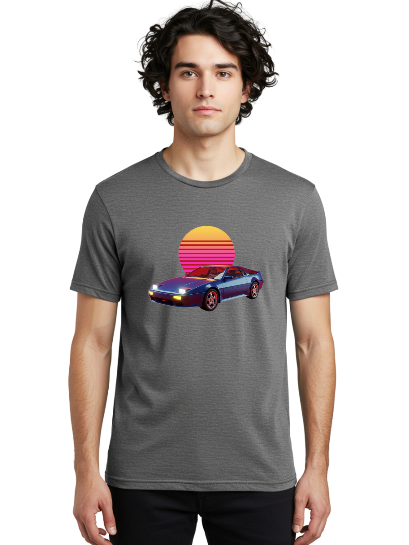 Lotus-Esprit Men'S Graphic Tee, 100% Cotton, Comfortable Casual Summer Wear, Machine Washable, Nissan 280Zx, Retro Futuristic Car, Sports Car, Vintage Automobile, Synthwave Art, Neon Lights, Gradient Sun, Retro Aesthetic, Synthwave Style Baa929 20