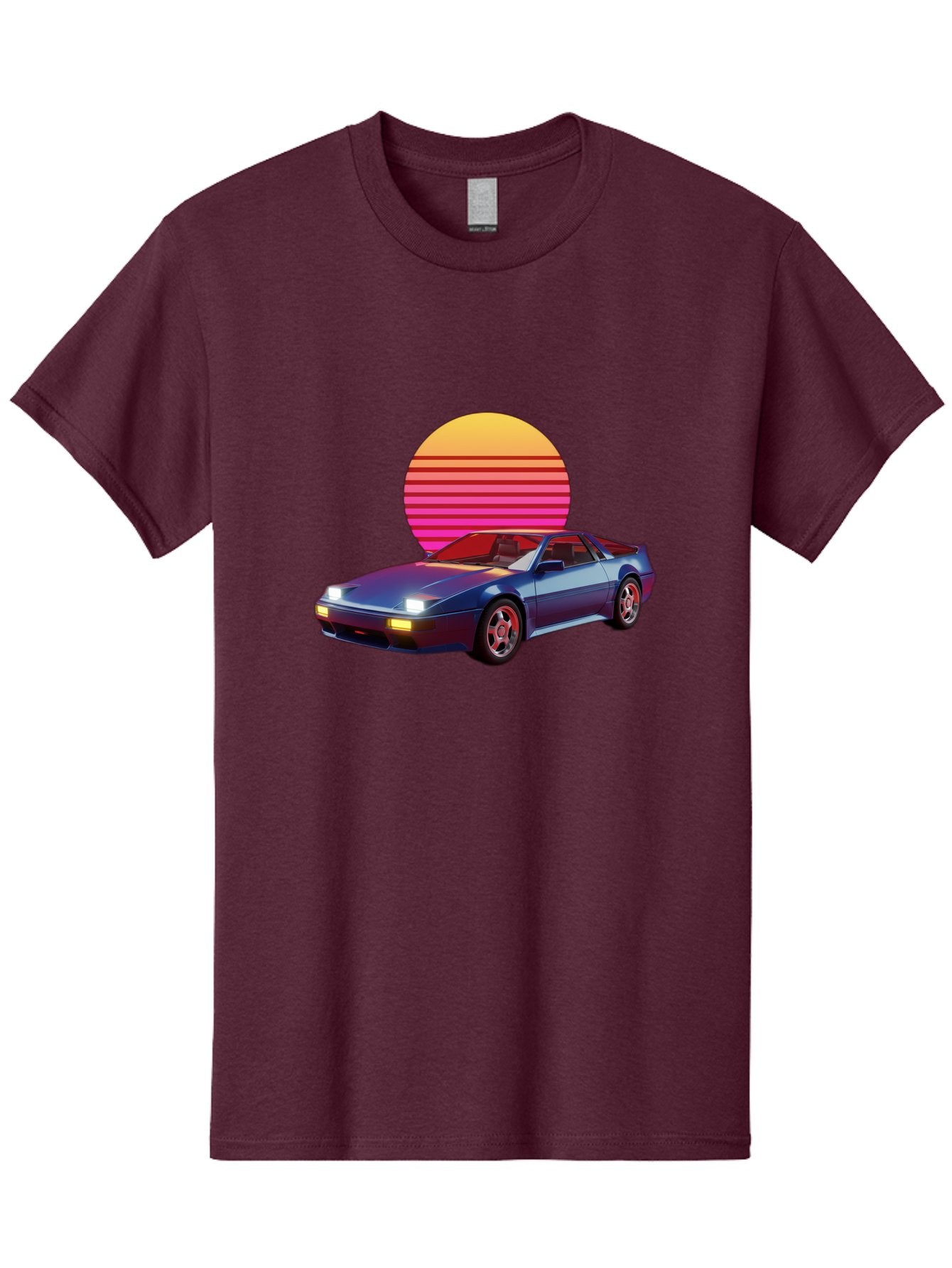 Lotus-Esprit Men'S Graphic Tee, 100% Cotton, Comfortable Casual Summer Wear, Machine Washable, Nissan 280Zx, Retro Futuristic Car, Sports Car, Vintage Automobile, Synthwave Art, Neon Lights, Gradient Sun, Retro Aesthetic, Synthwave Style Baa929 5