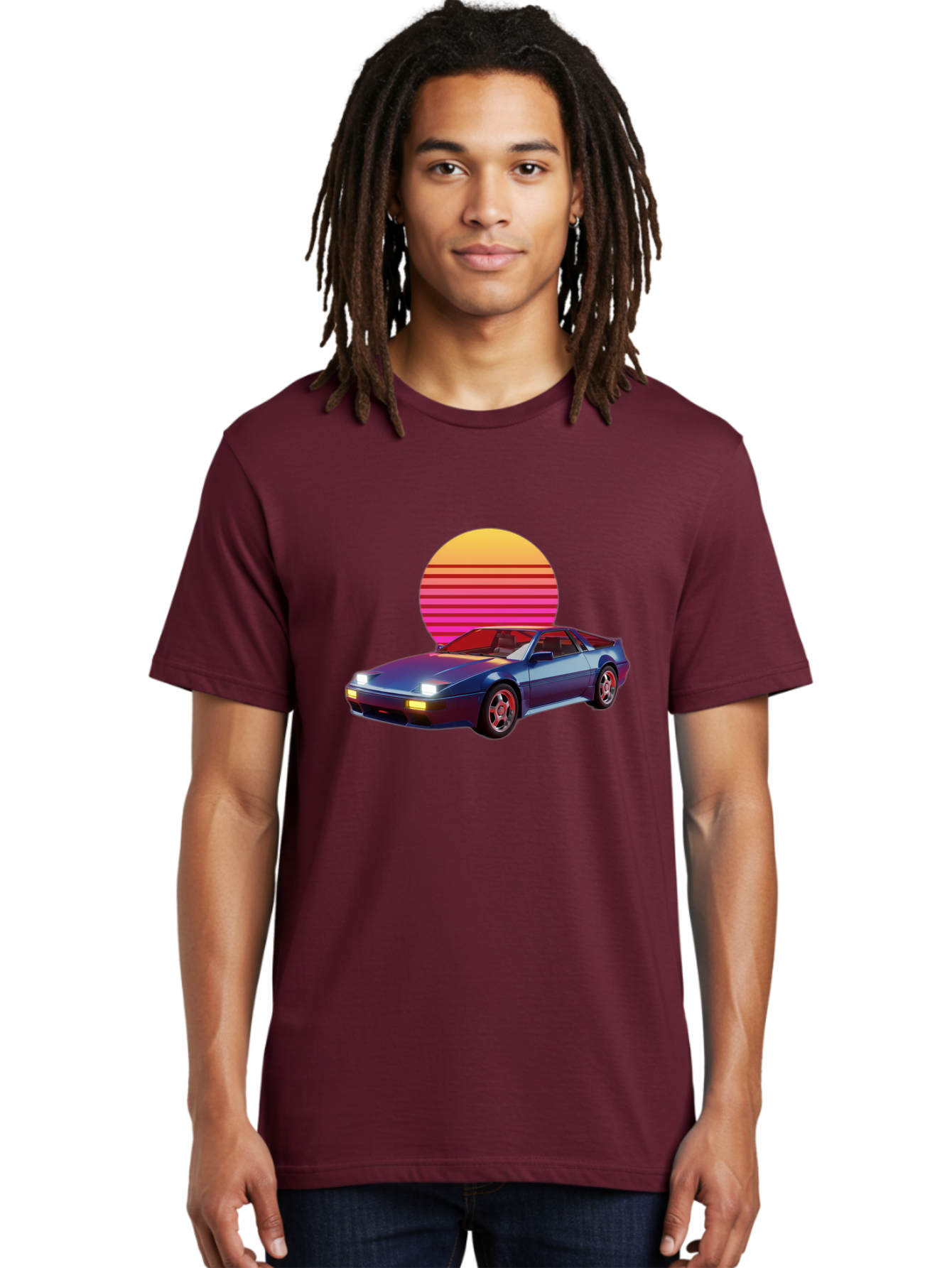 Lotus-Esprit Men'S Graphic Tee, 100% Cotton, Comfortable Casual Summer Wear, Machine Washable, Nissan 280Zx, Retro Futuristic Car, Sports Car, Vintage Automobile, Synthwave Art, Neon Lights, Gradient Sun, Retro Aesthetic, Synthwave Style Baa929 16