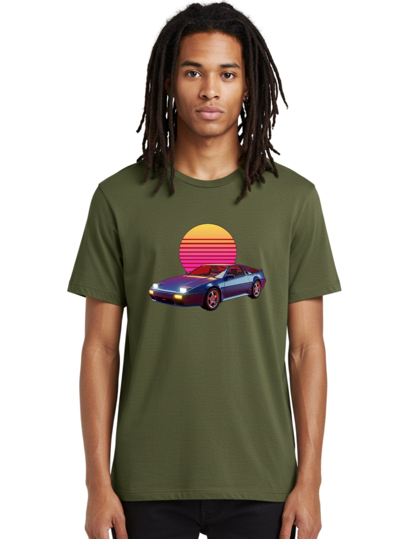 Lotus-Esprit Men'S Graphic Tee, 100% Cotton, Comfortable Casual Summer Wear, Machine Washable, Nissan 280Zx, Retro Futuristic Car, Sports Car, Vintage Automobile, Synthwave Art, Neon Lights, Gradient Sun, Retro Aesthetic, Synthwave Style Baa929 17