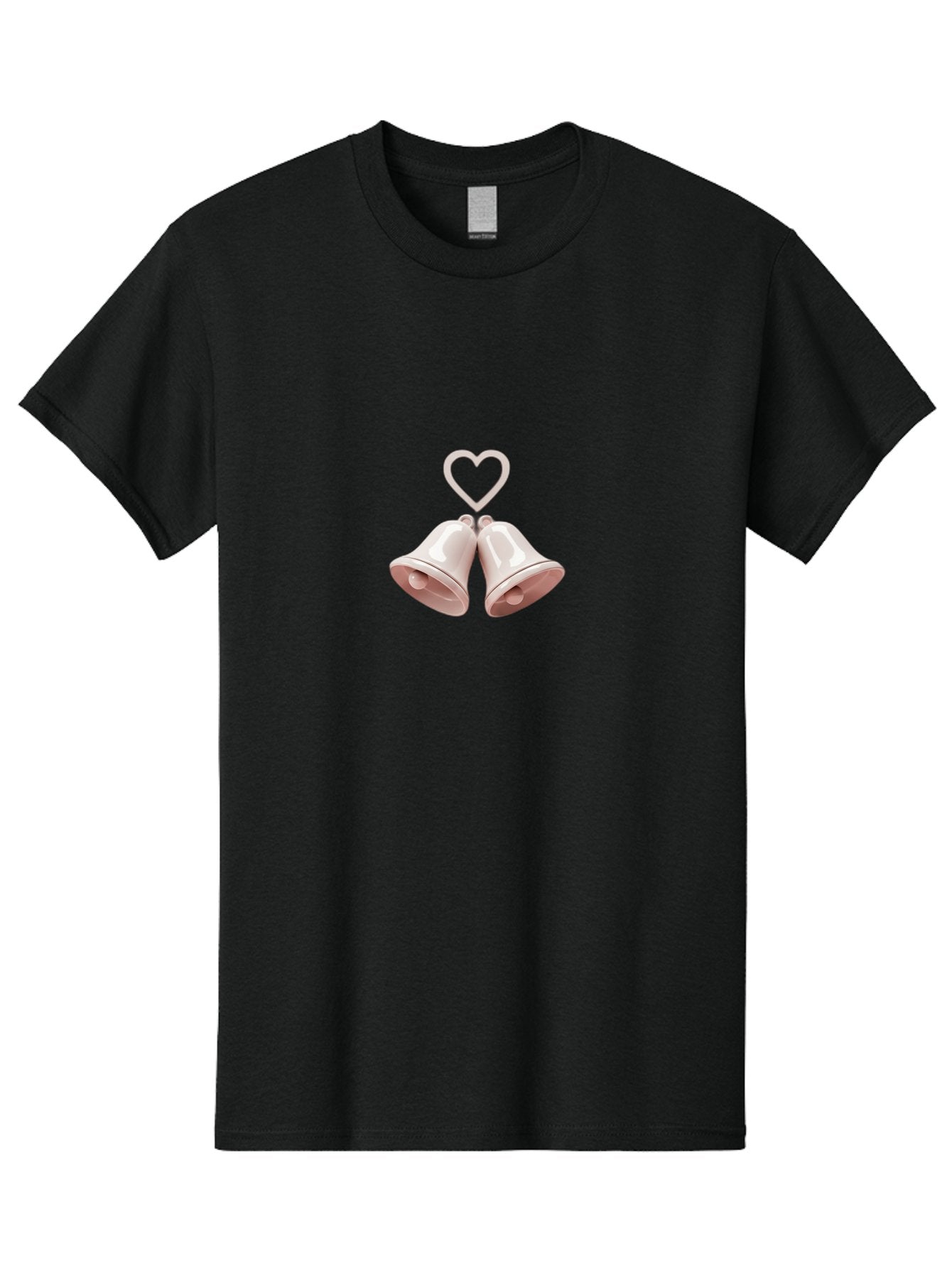 Love-Bells Men'S Graphic Tee, 100% Cotton, Comfortable Casual Summer Wear, Machine Washable, Pink Bells, Heart Shape, Love Symbol, Wedding Decoration, Romantic Theme, Valentine'S Day, Charming, Sweet, Pastel Colors Baa932 5