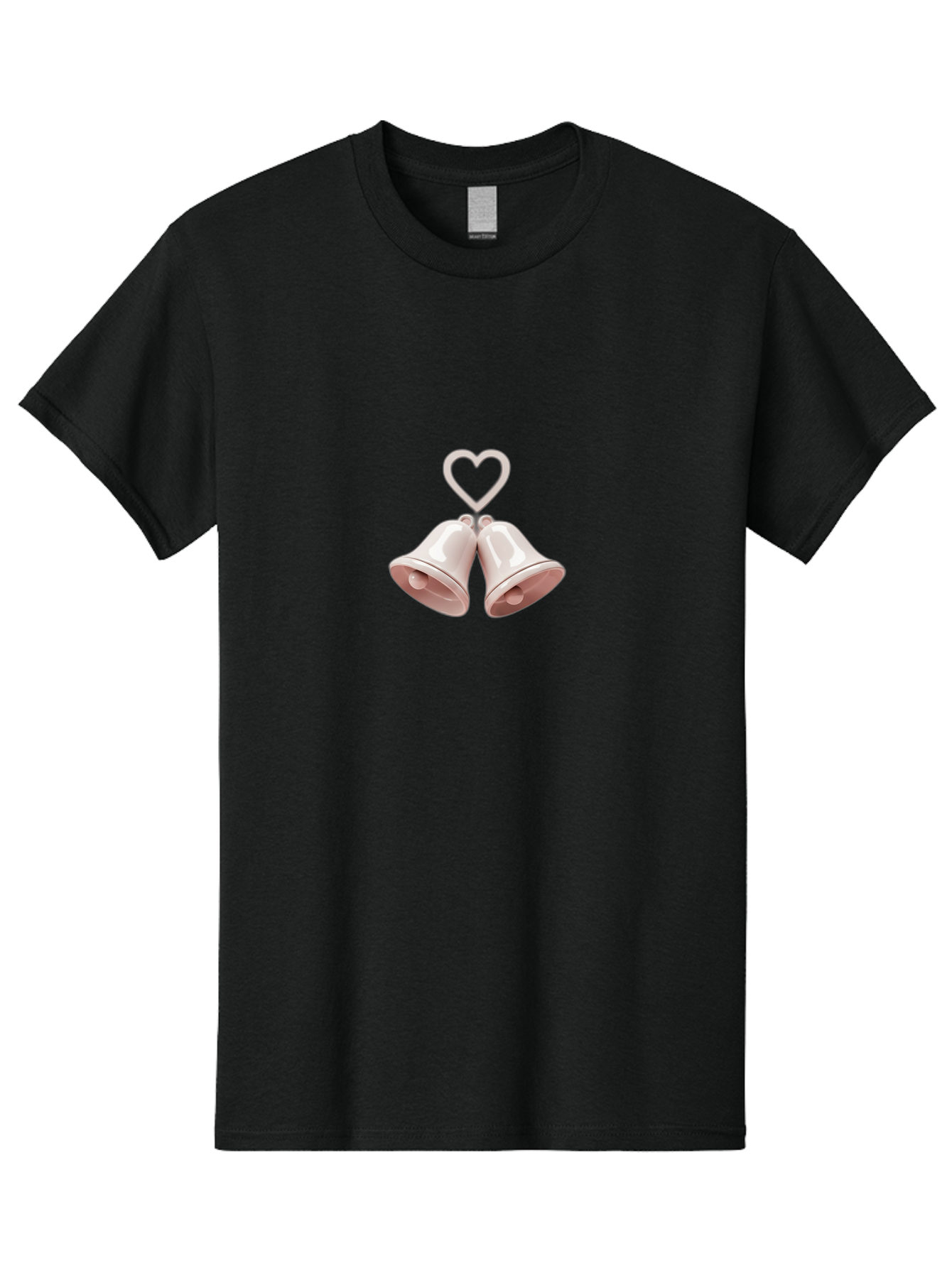 Love-Bells Men'S Graphic Tee, 100% Cotton, Comfortable Casual Summer Wear, Machine Washable, Pink Bells, Heart Shape, Love Symbol, Wedding Decoration, Romantic Theme, Valentine'S Day, Charming, Sweet, Pastel Colors Baa932 15