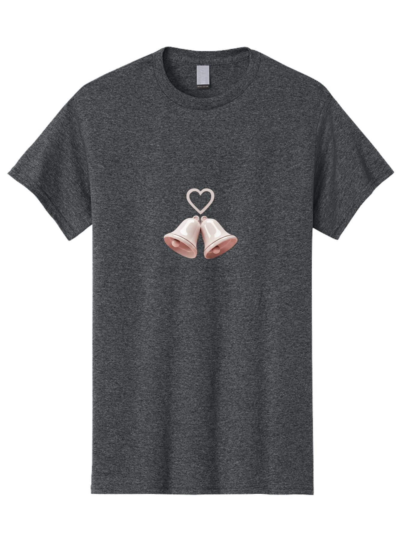 Love-Bells Men'S Graphic Tee, 100% Cotton, Comfortable Casual Summer Wear, Machine Washable, Pink Bells, Heart Shape, Love Symbol, Wedding Decoration, Romantic Theme, Valentine'S Day, Charming, Sweet, Pastel Colors Baa932 9