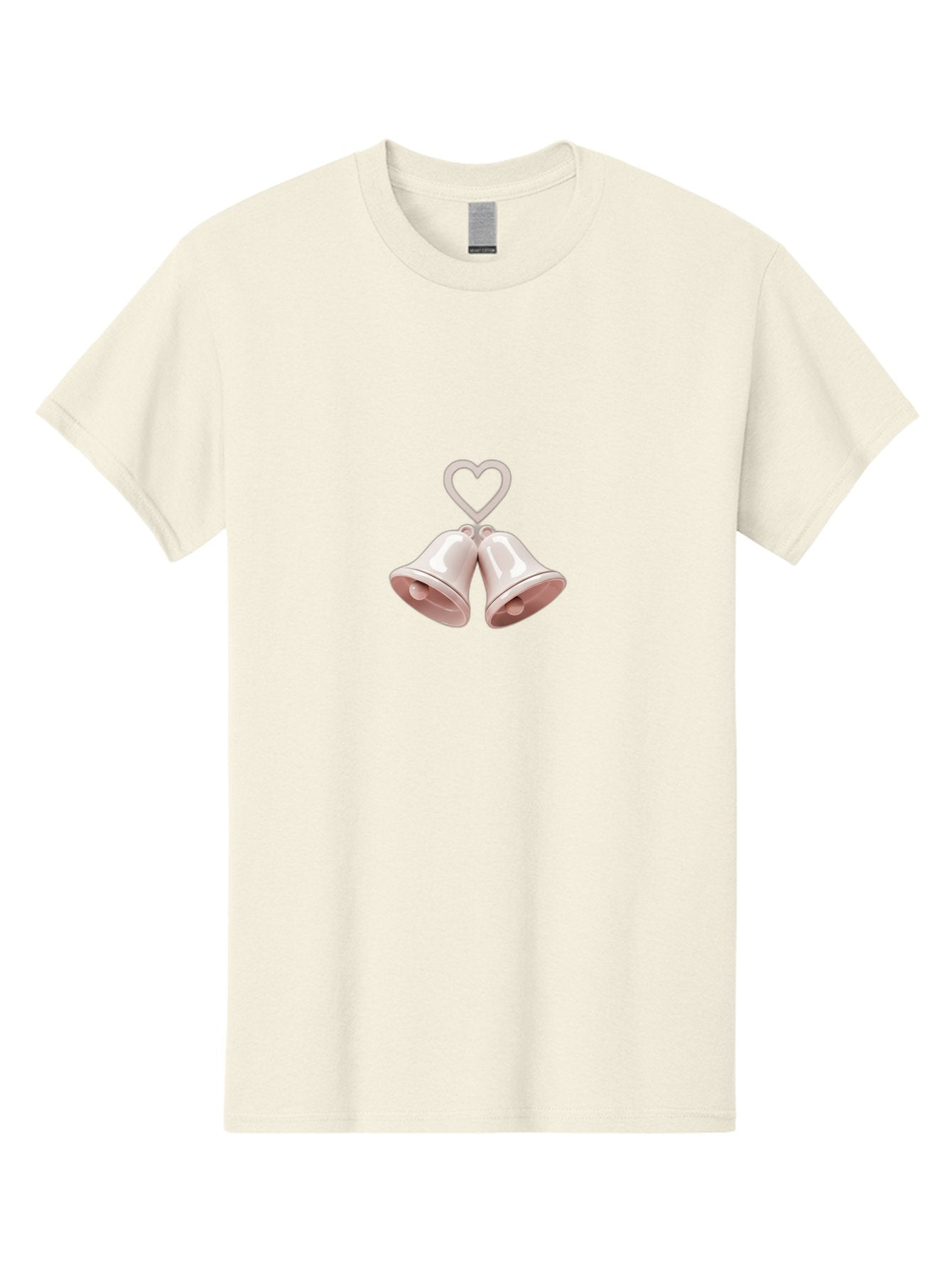 Love-Bells Men'S Graphic Tee, 100% Cotton, Comfortable Casual Summer Wear, Machine Washable, Pink Bells, Heart Shape, Love Symbol, Wedding Decoration, Romantic Theme, Valentine'S Day, Charming, Sweet, Pastel Colors Baa932 15