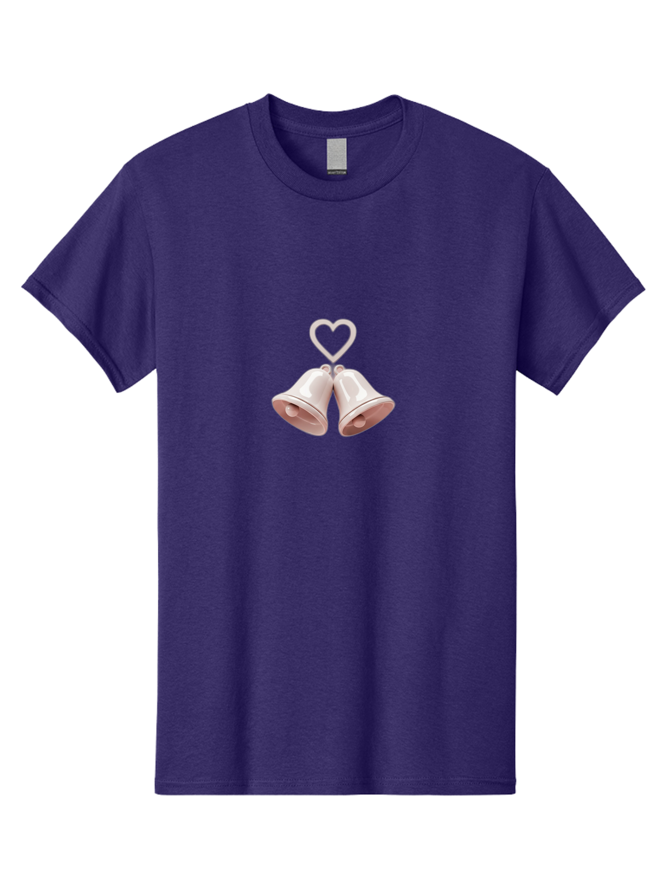 Love-Bells Men'S Graphic Tee, 100% Cotton, Comfortable Casual Summer Wear, Machine Washable, Pink Bells, Heart Shape, Love Symbol, Wedding Decoration, Romantic Theme, Valentine'S Day, Charming, Sweet, Pastel Colors Baa932 21