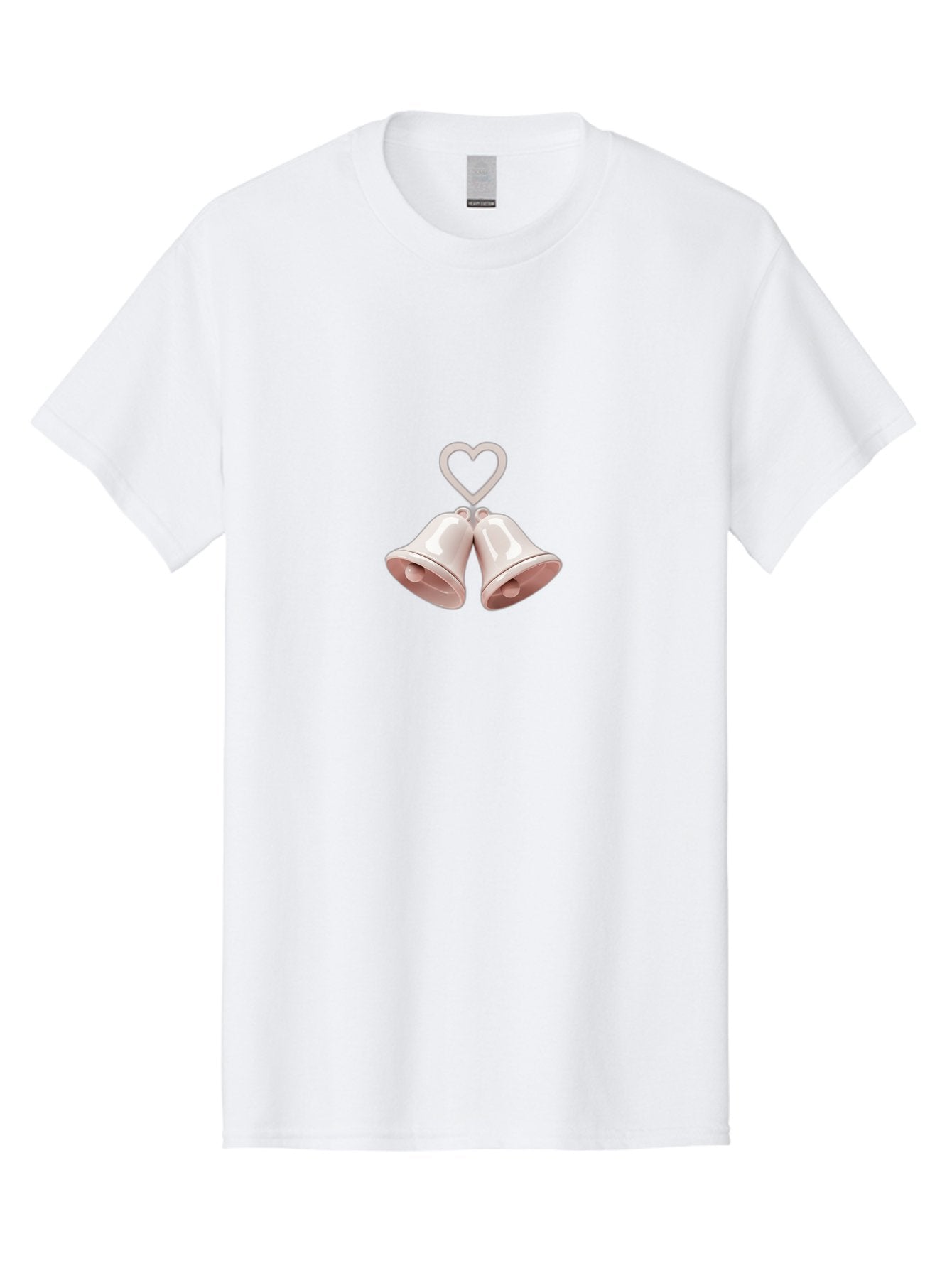 Love-Bells Men'S Graphic Tee, 100% Cotton, Comfortable Casual Summer Wear, Machine Washable, Pink Bells, Heart Shape, Love Symbol, Wedding Decoration, Romantic Theme, Valentine'S Day, Charming, Sweet, Pastel Colors Baa932 3